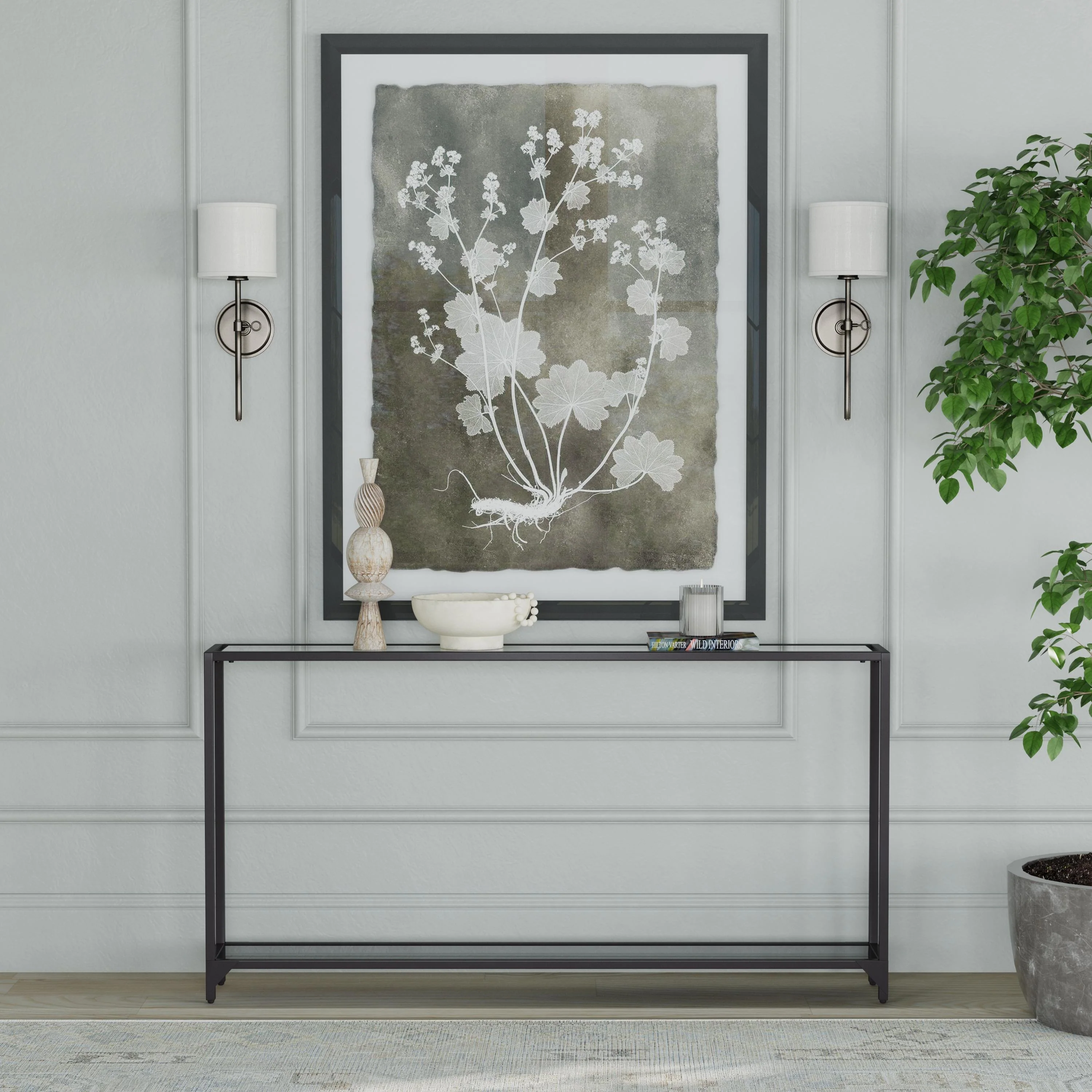 Bergen Glass Console Table - Black - Remutear