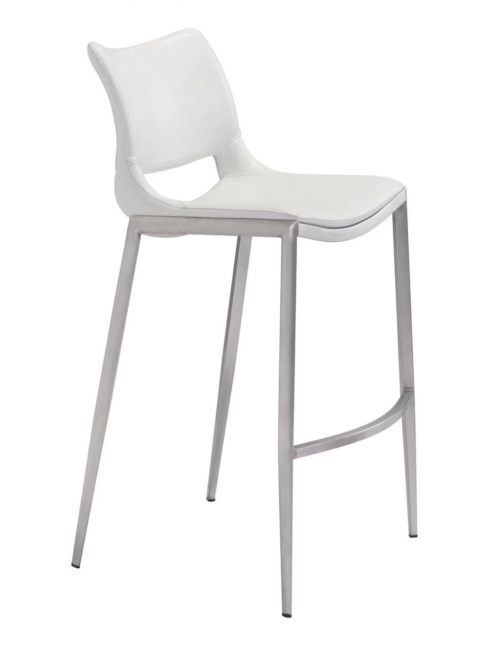 Ace Bar Chair (Set of 2) White & Silver - Remutear