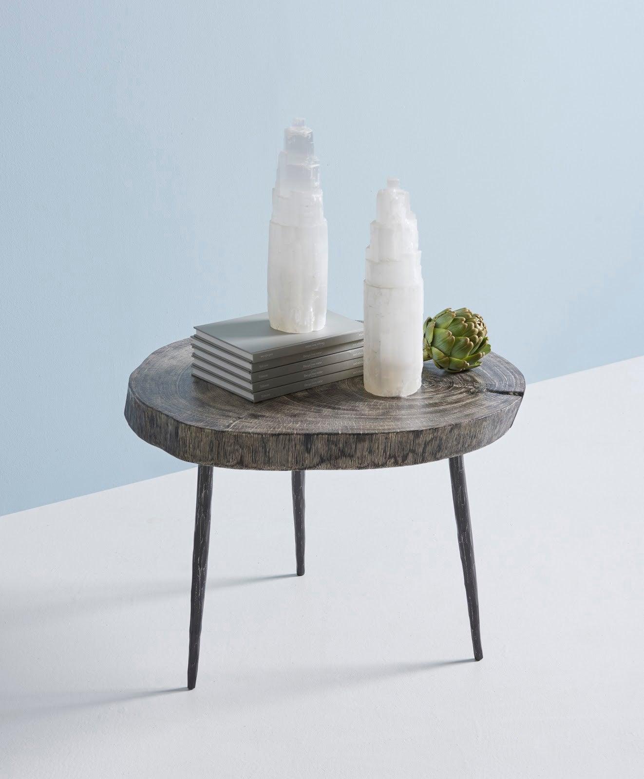 Crosscut Coffee Table, Gray Stone, Forged Legs - Remutear
