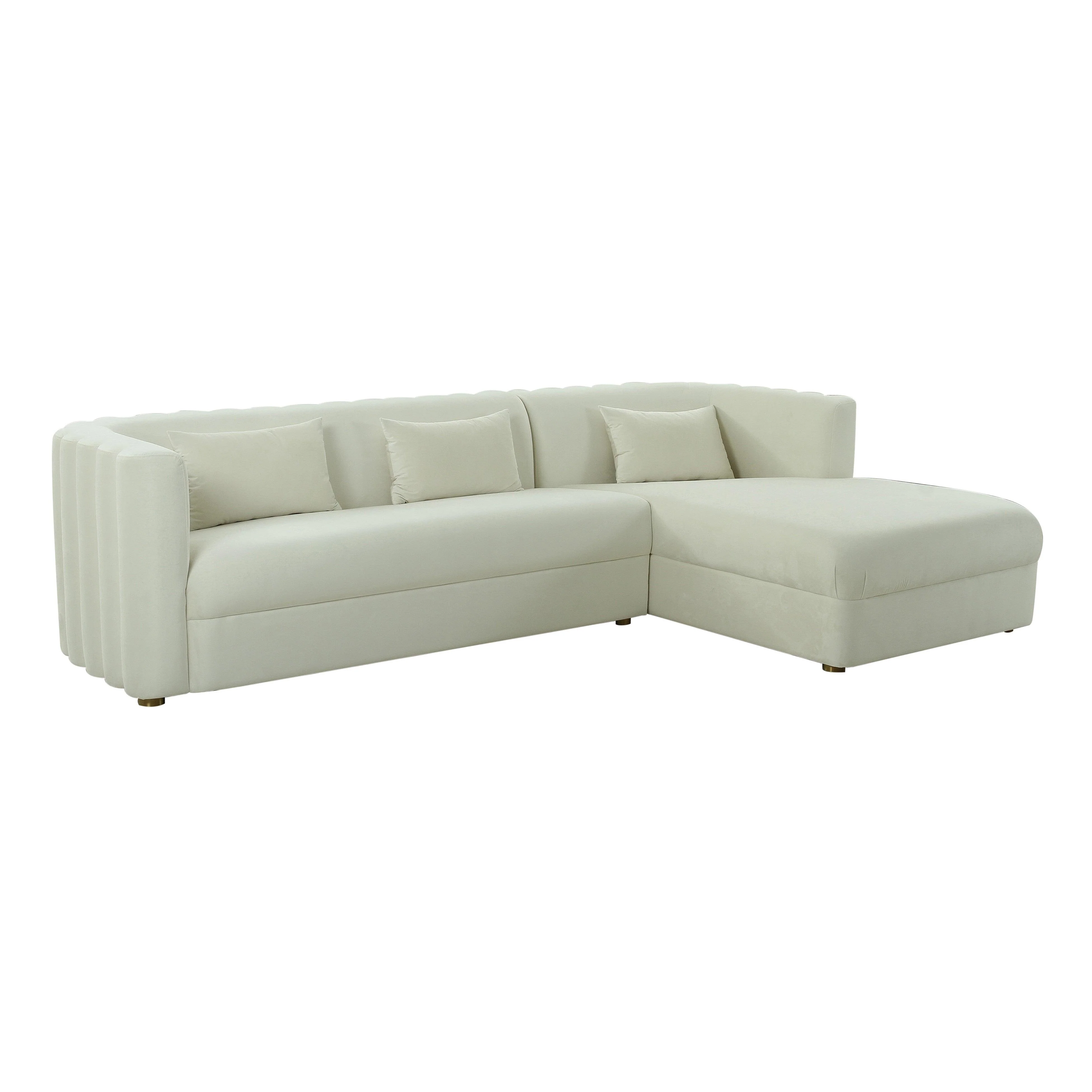 Callie Cream Velvet Sectional - RAF - Remutear