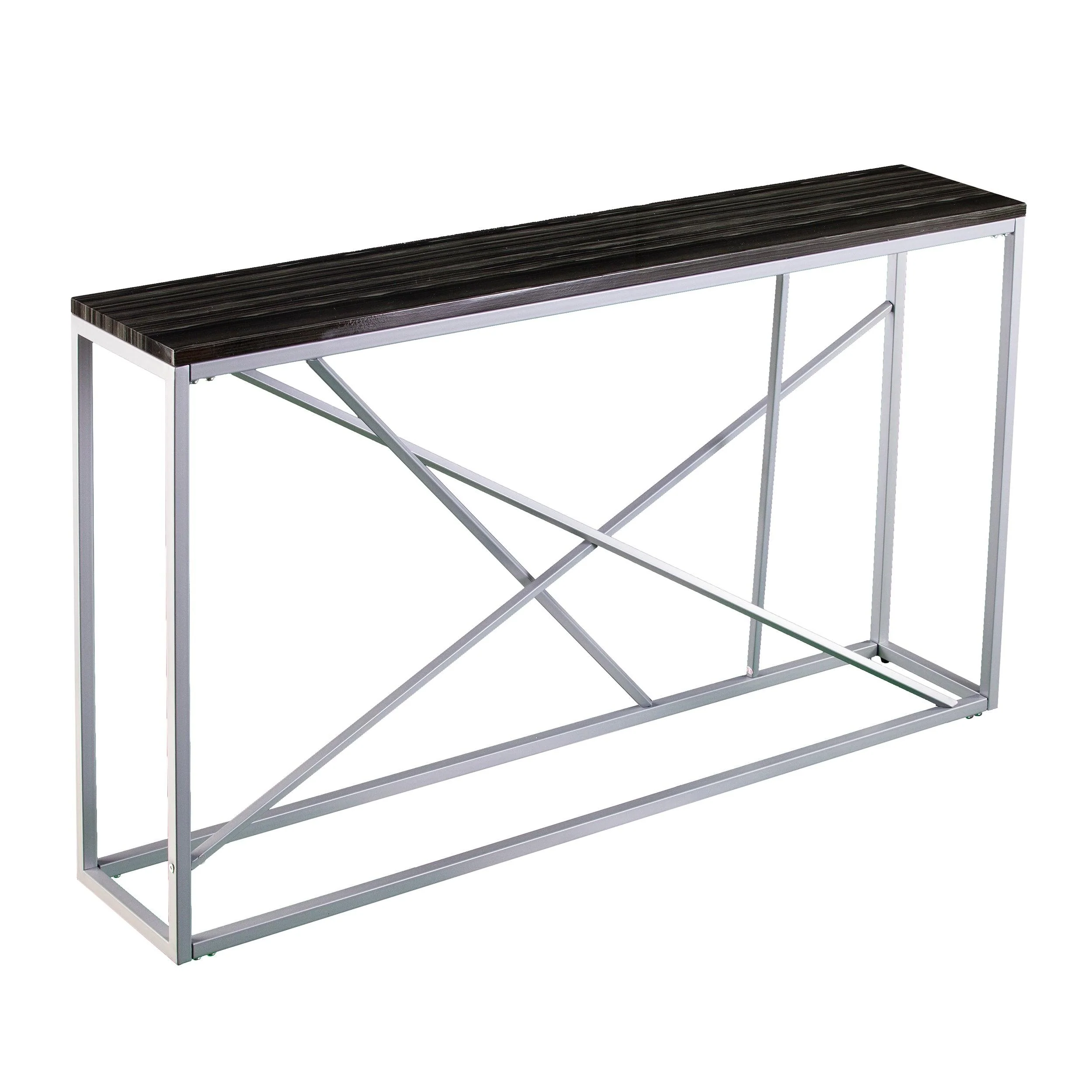 Arendal Faux Stone Skinny Console Table - Silver - Remutear