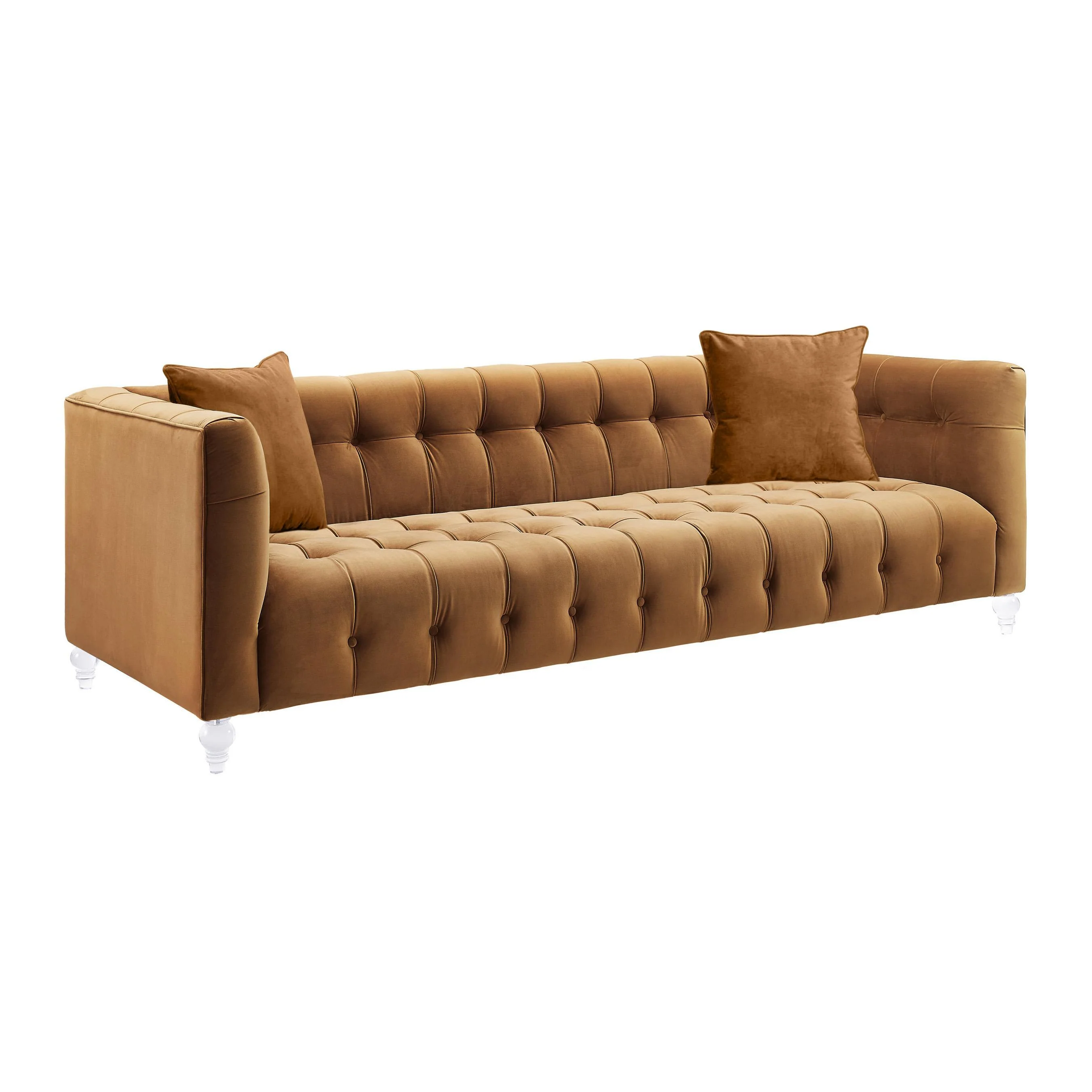 Bea Cognac Velvet Sofa - Remutear