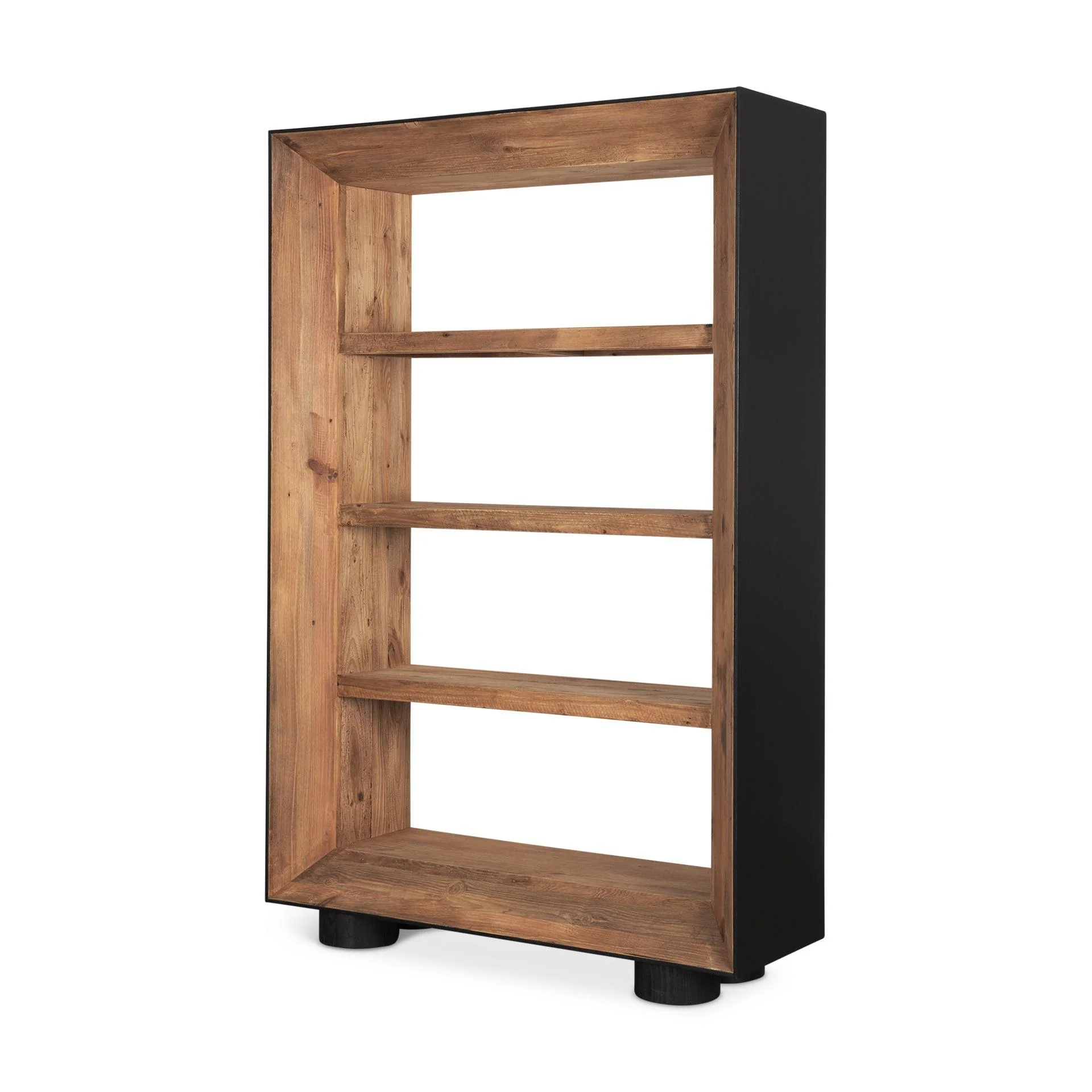 Tabor Natural Wood w/ Black Oak Frame Bookcase - Remutear