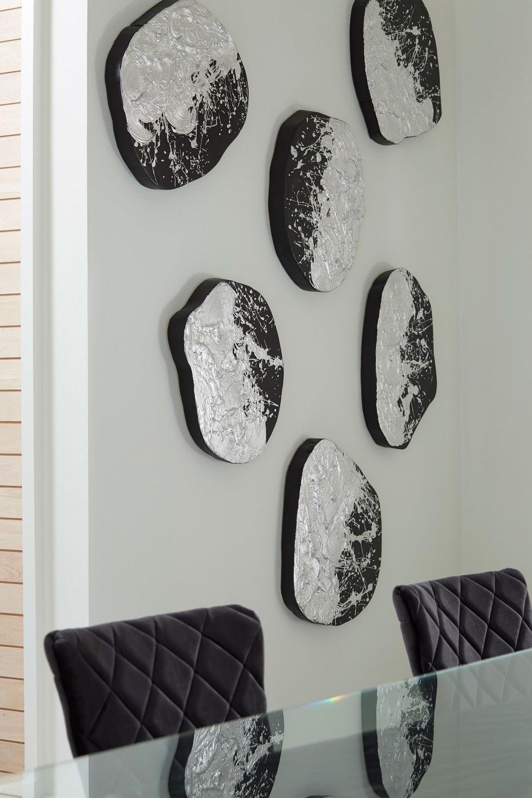 Wisp Wall Tile, Chamcha Wood, Silver Leaf on Black - Remutear