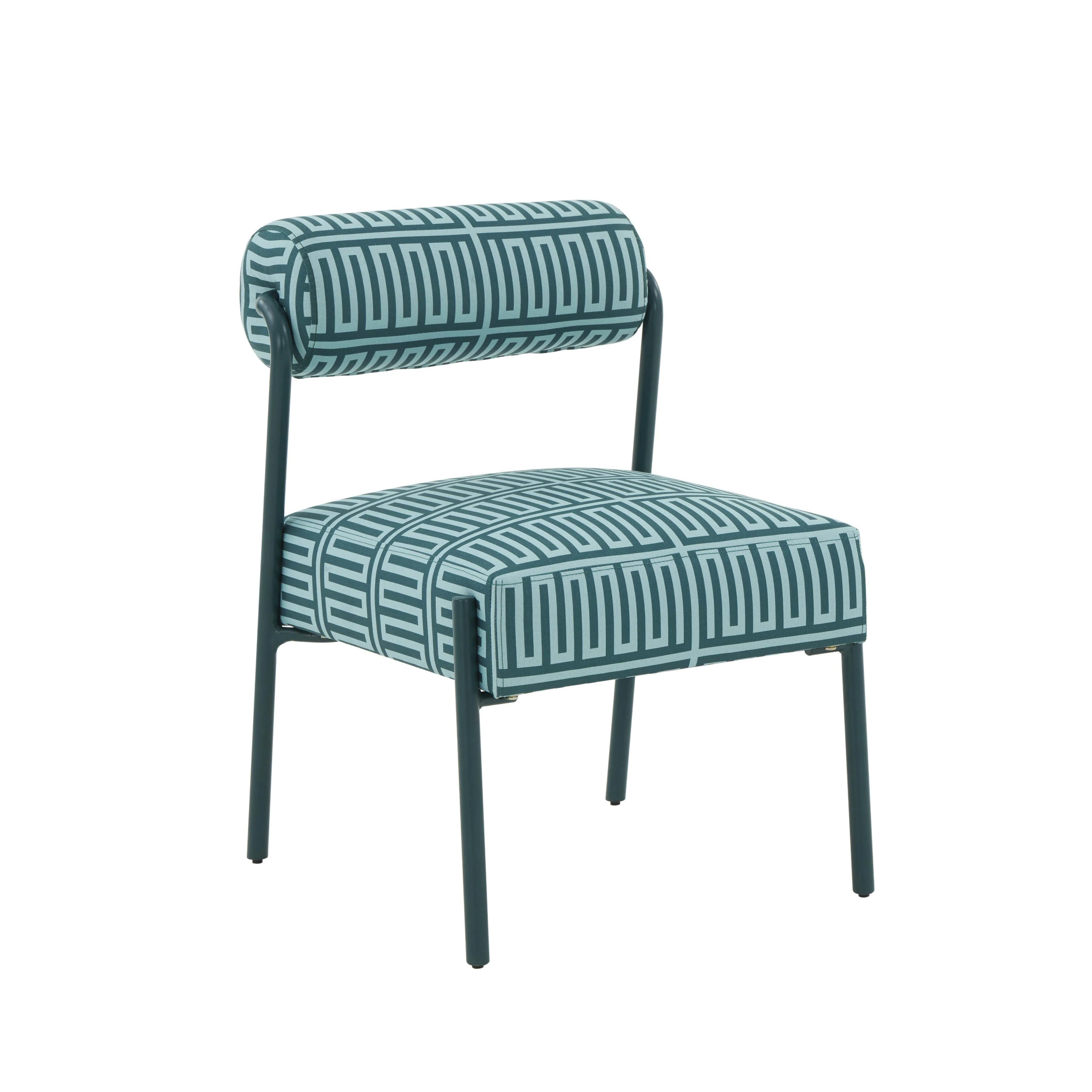 Jolene Green Patterned Linen Accent Chair - Remutear