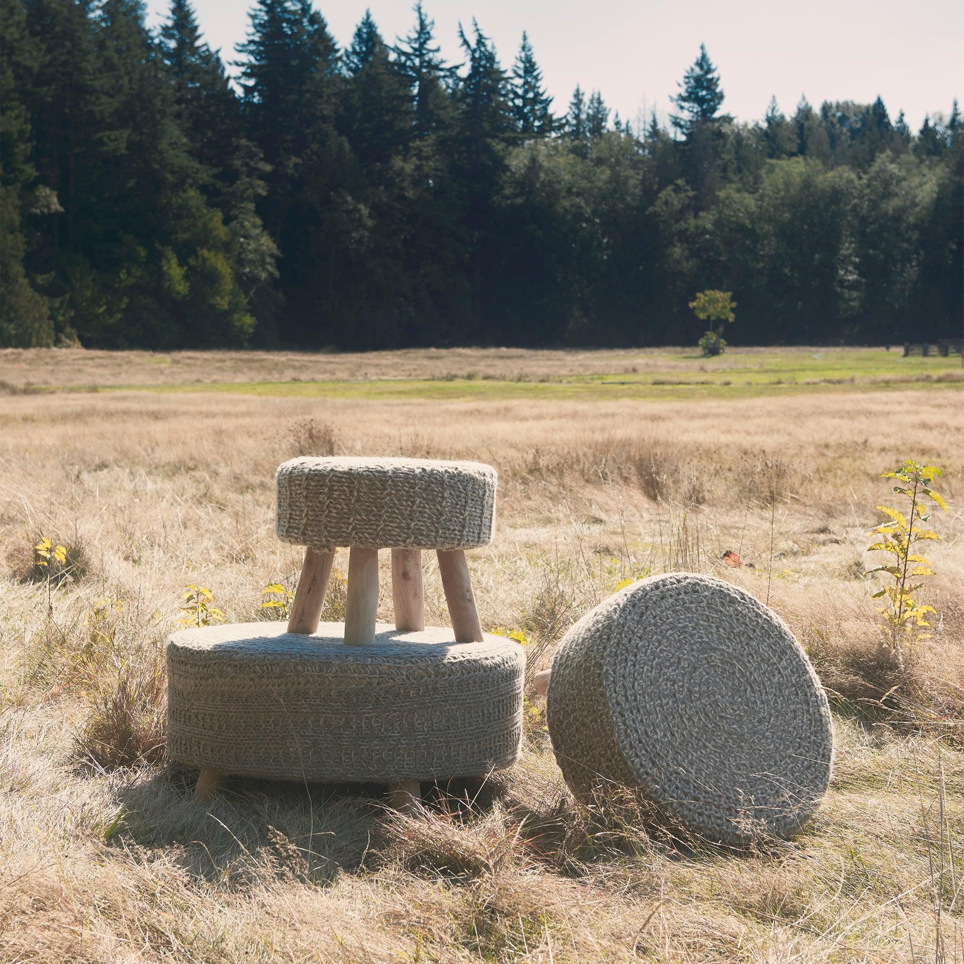 Bina 4 Legged Wool Stool - Remutear