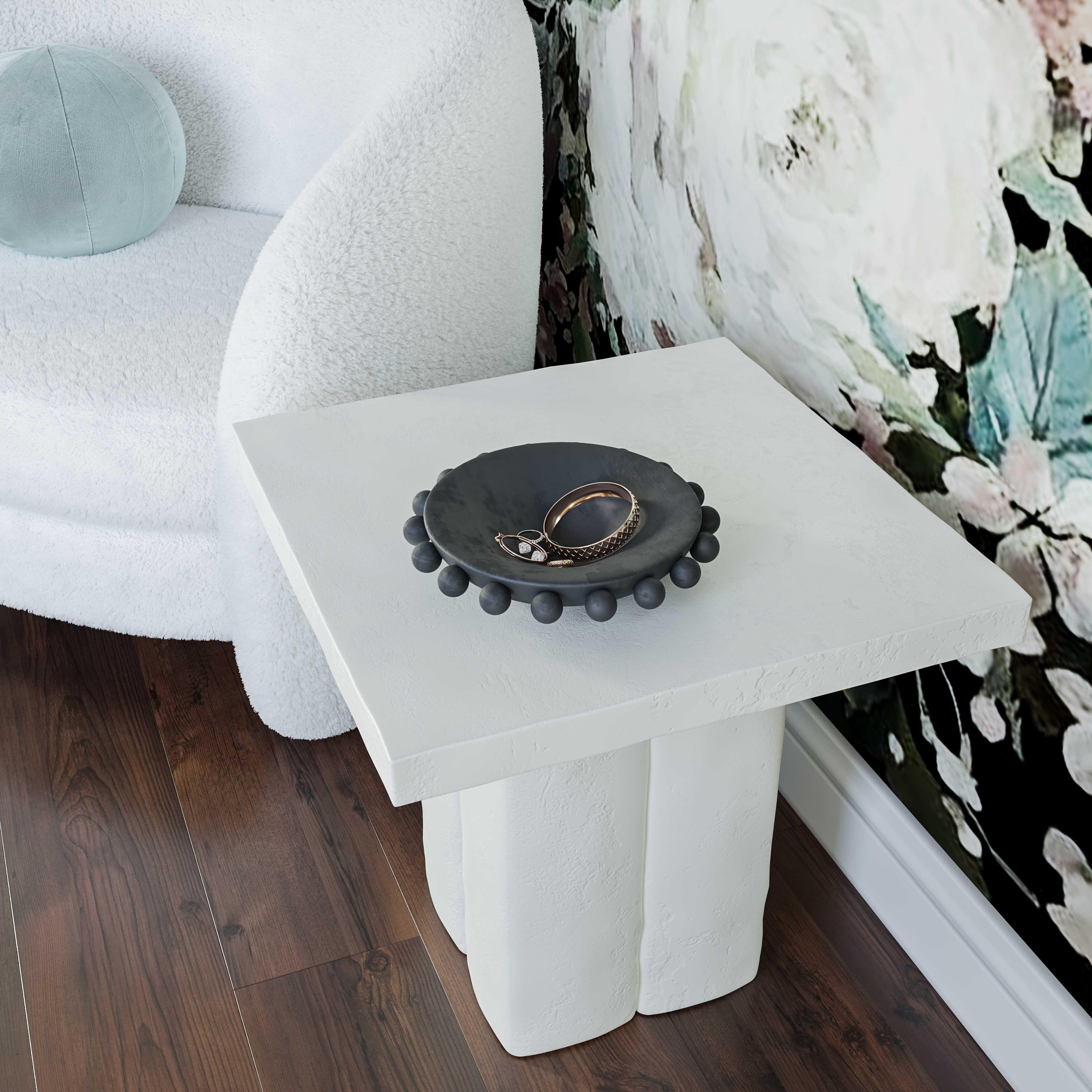 Kayla White Concrete Side Table - Remutear
