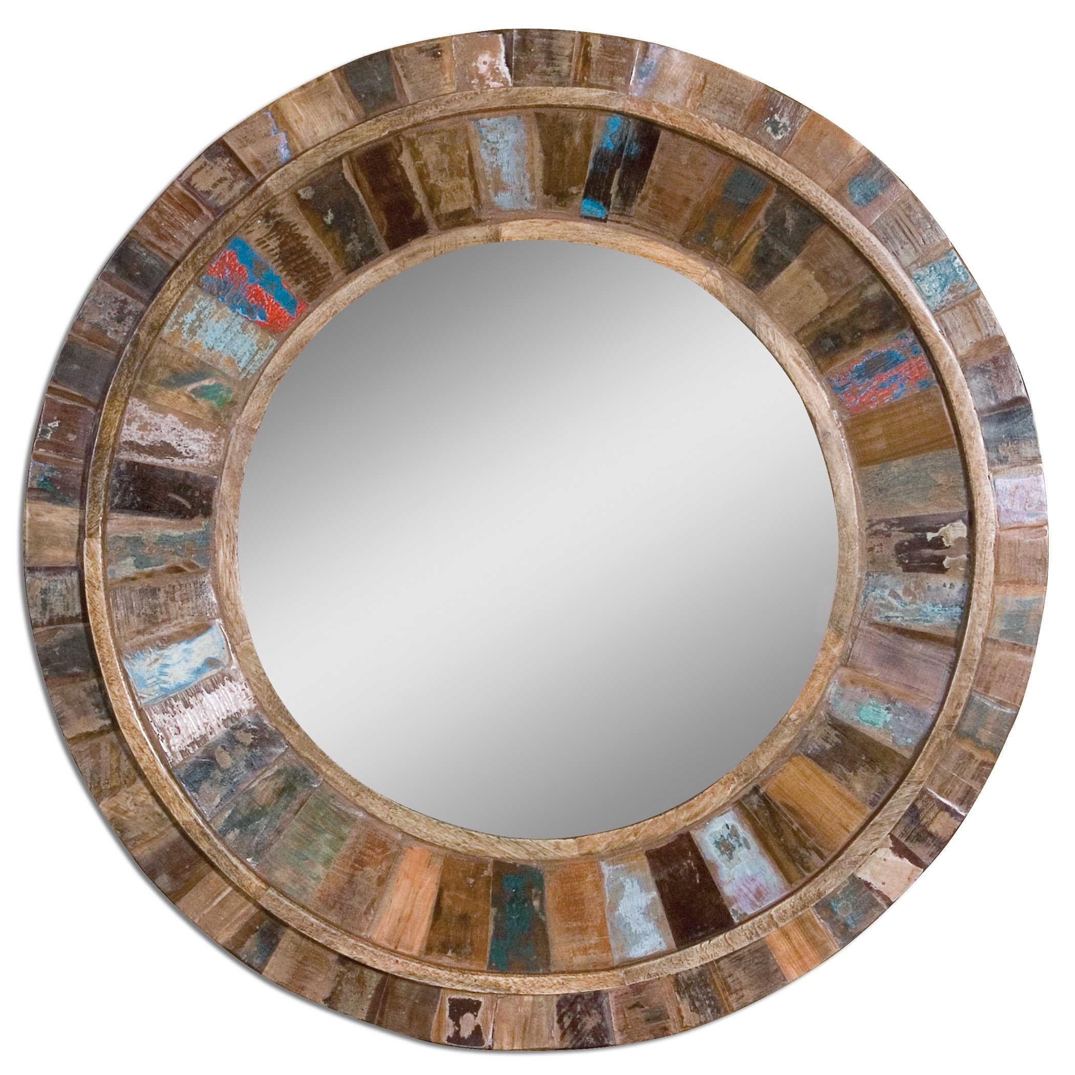 JEREMIAH ROUND WOOD MIRROR - Remutear