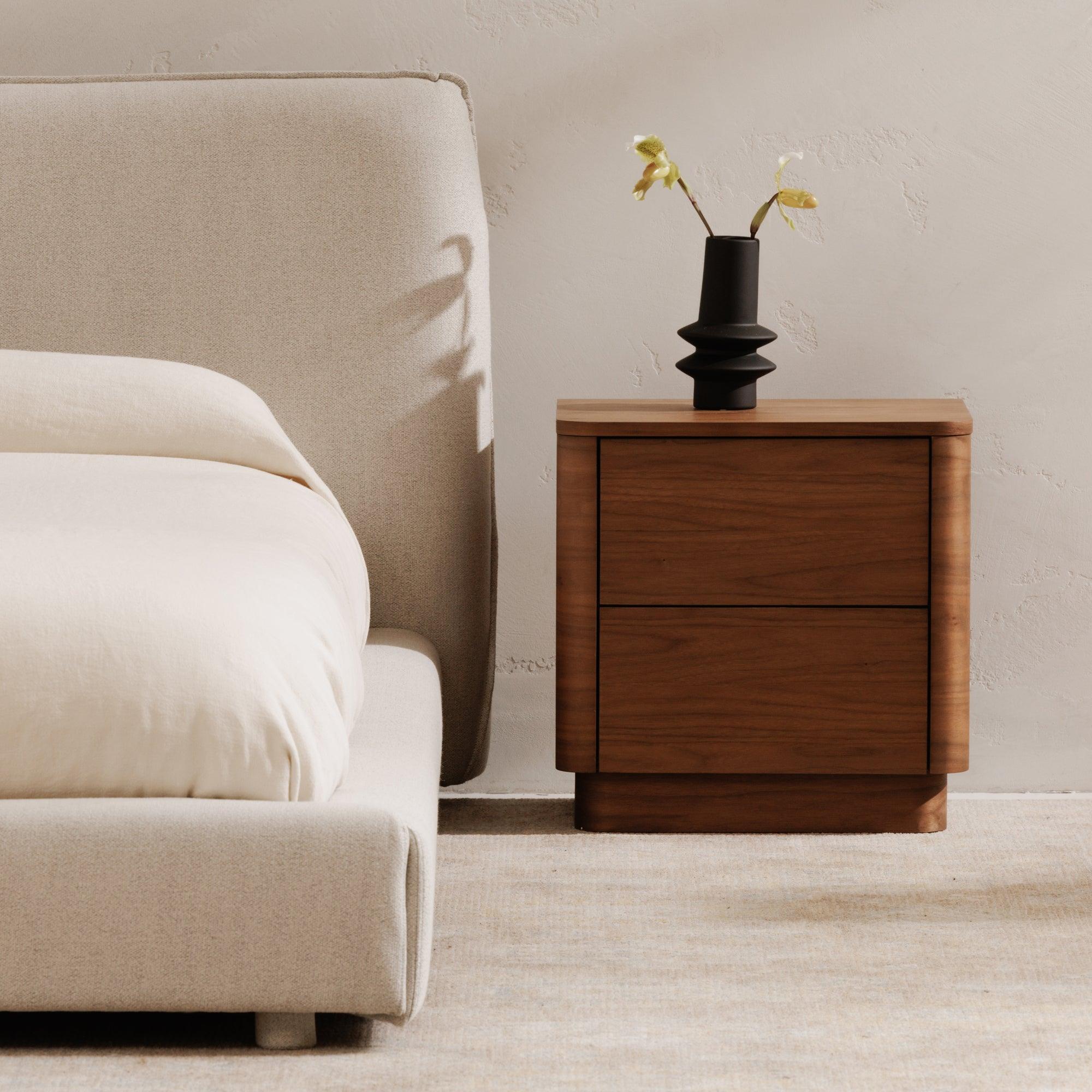 Round Off Tall Nightstand Walnut - Remutear