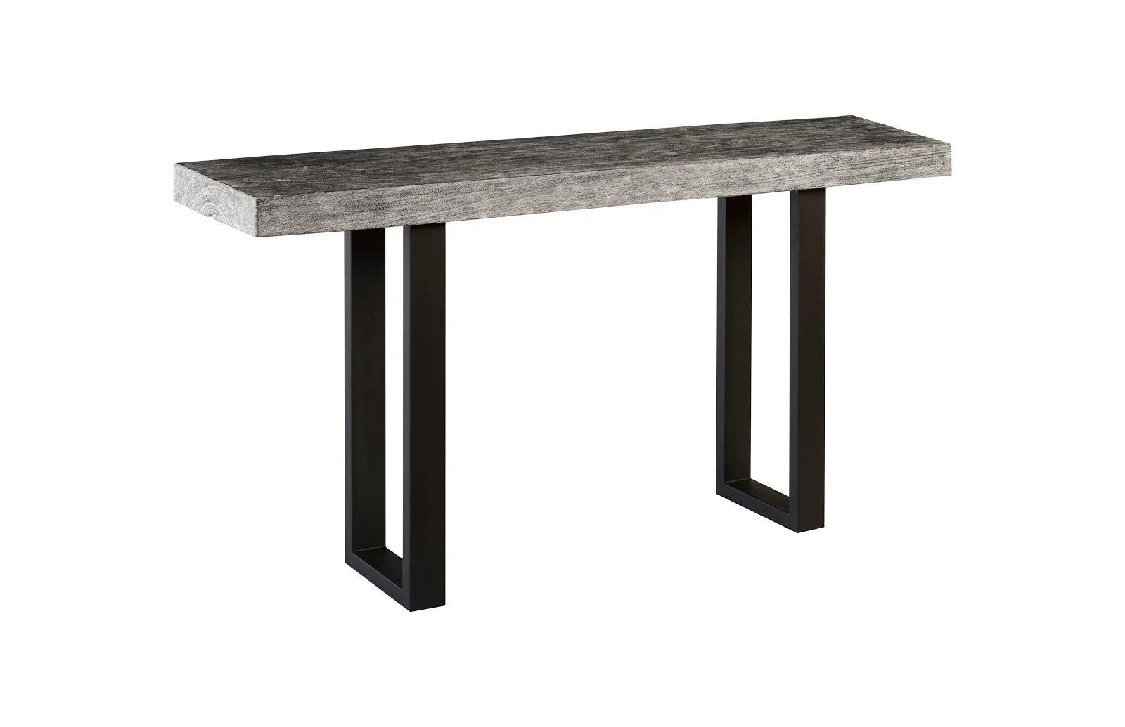 Origins Straight Edge Console Table, Metal U Legs, Gray Stone Finish - Remutear