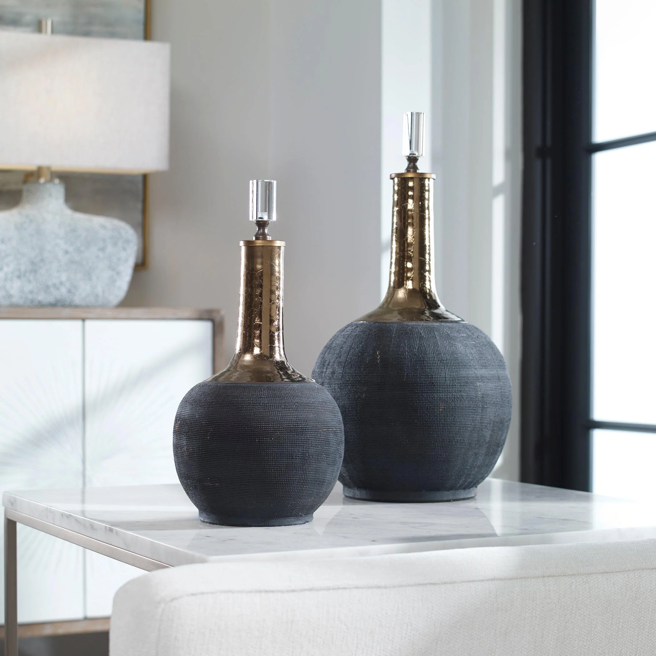 ARNAV MATTE BLACK BOTTLES, SET OF 2 - Remutear