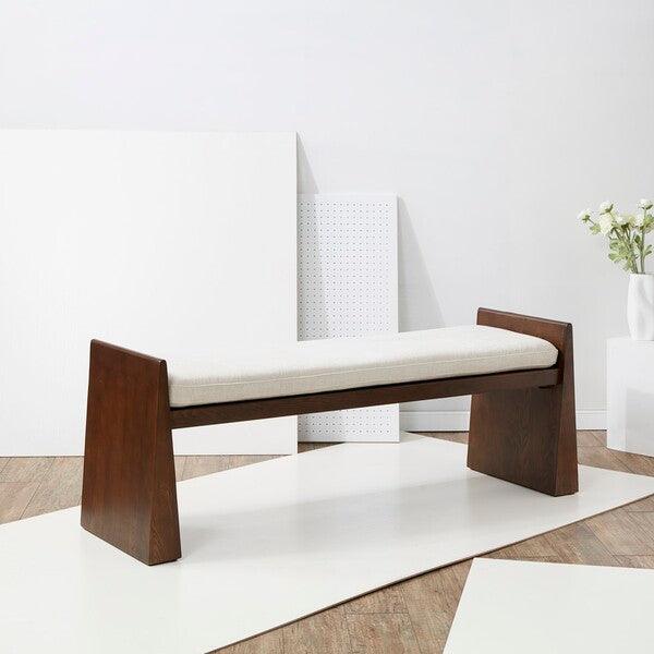 BLANCHETTE VELVET CUSHIONED WOOD BENCH - Remutear