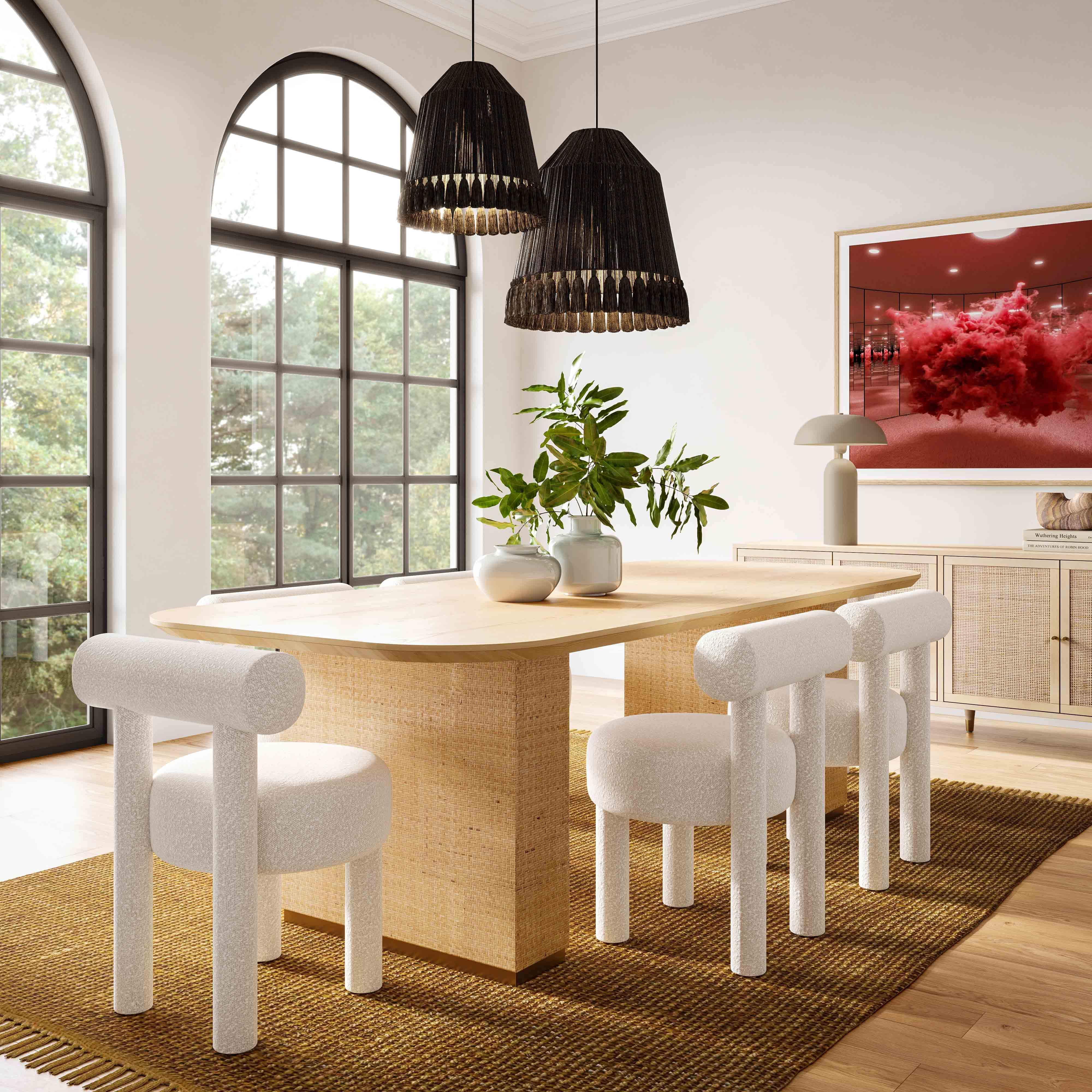 Carmel Cream Boucle Dining Chair - Remutear