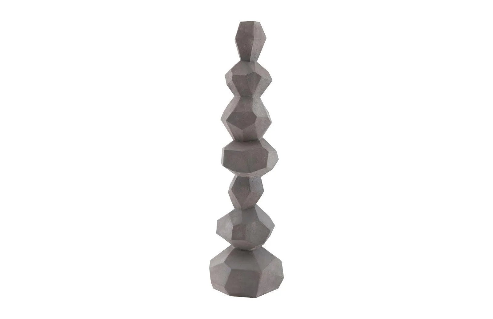Faceted Rock Column Sculpture, Gray - Remutear