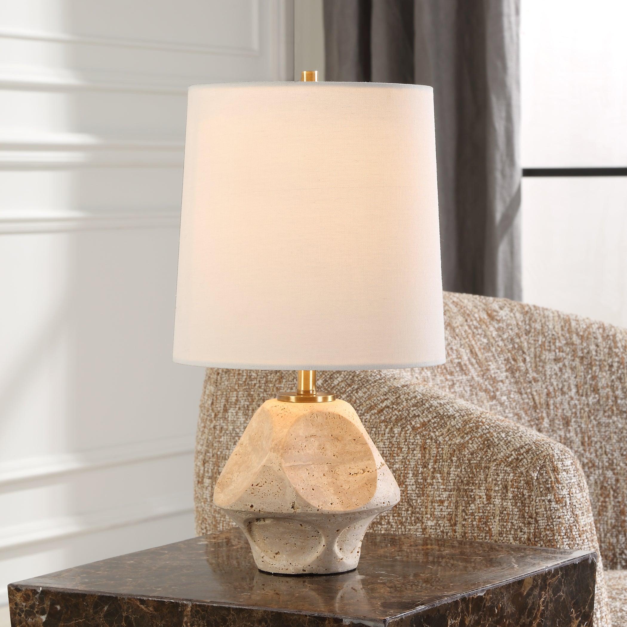Indent Travertine Accent Lamp - Remutear