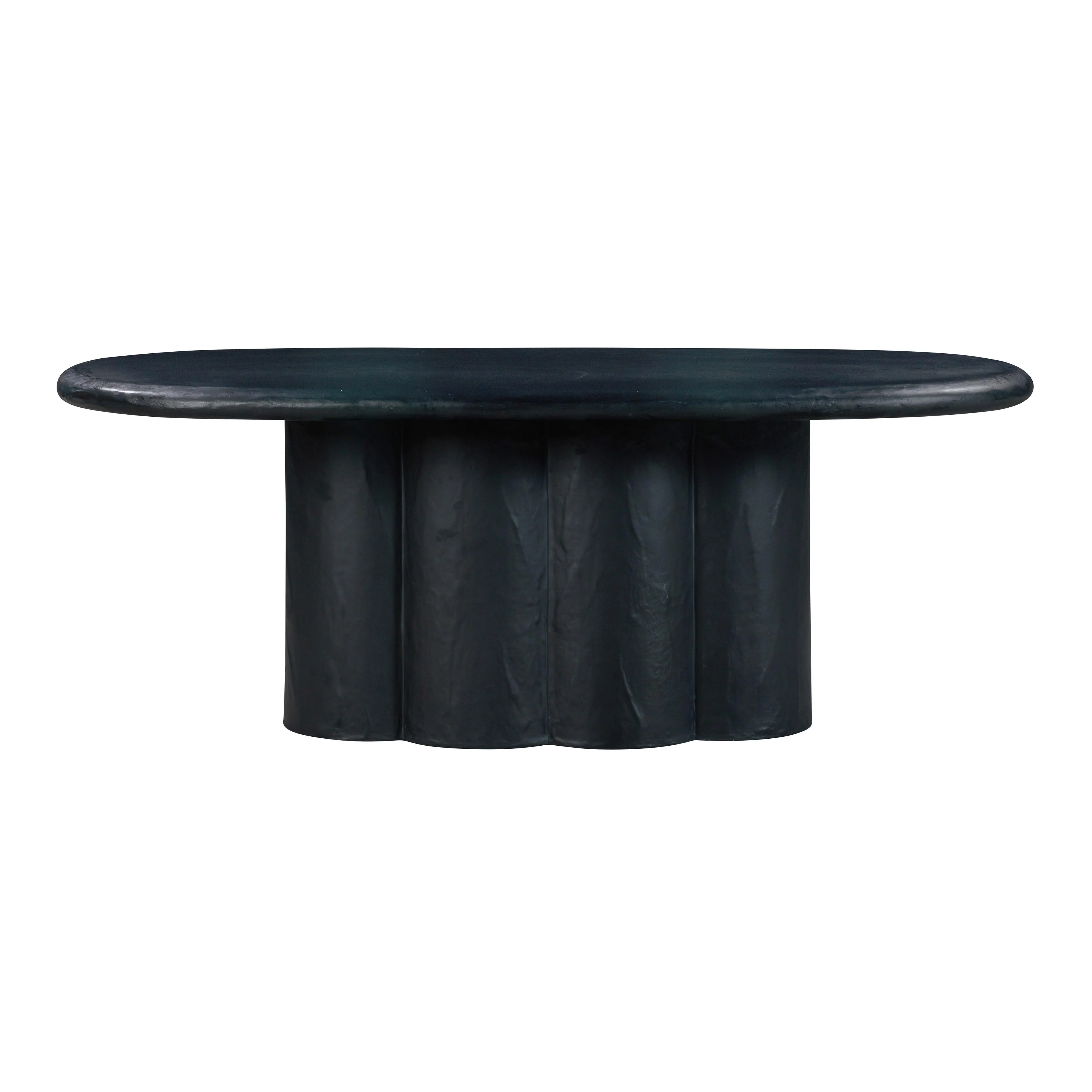 Elika Black Faux Plaster Oval Dining Table - Remutear