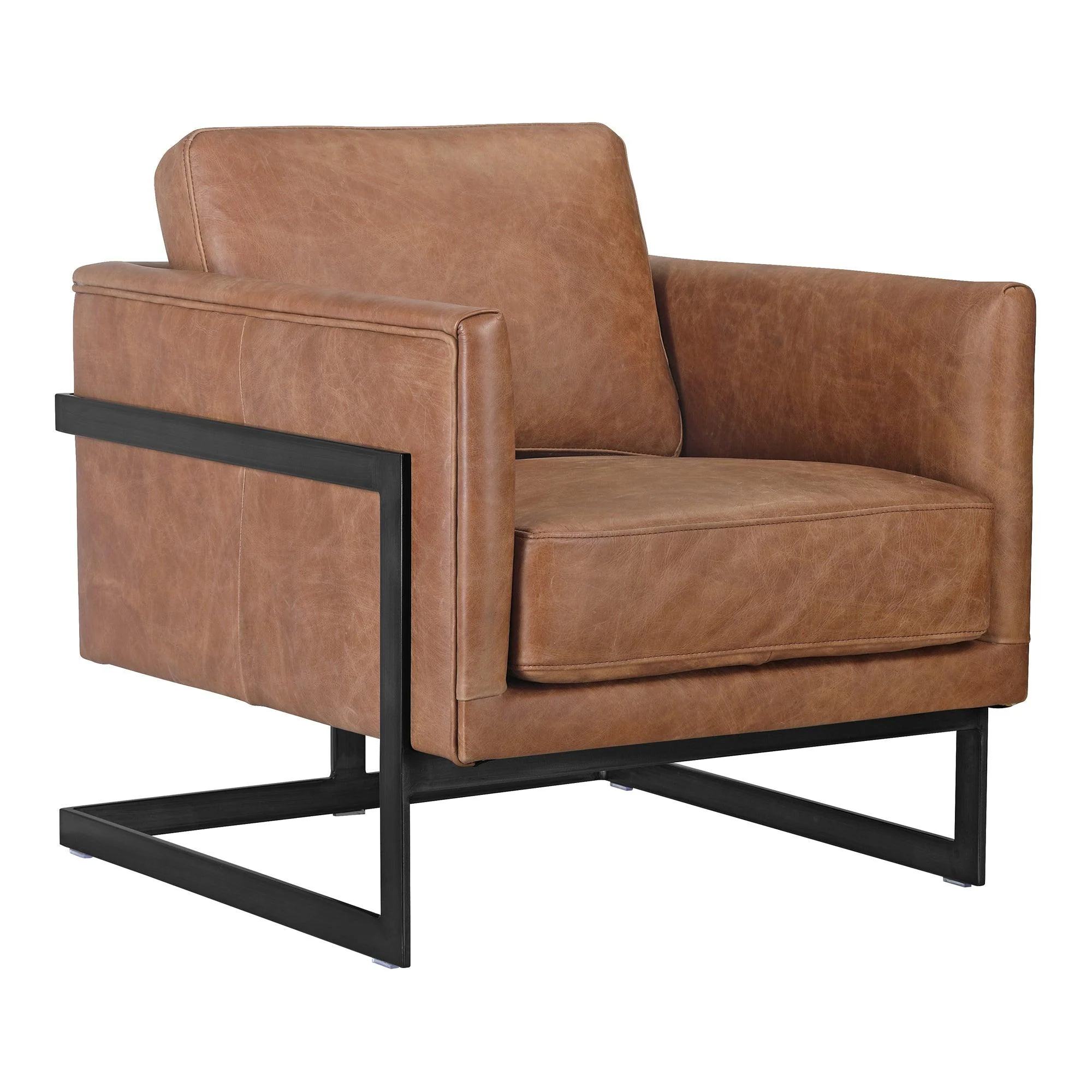 Luxley Club Chair Open Road Brown Leather - Remutear