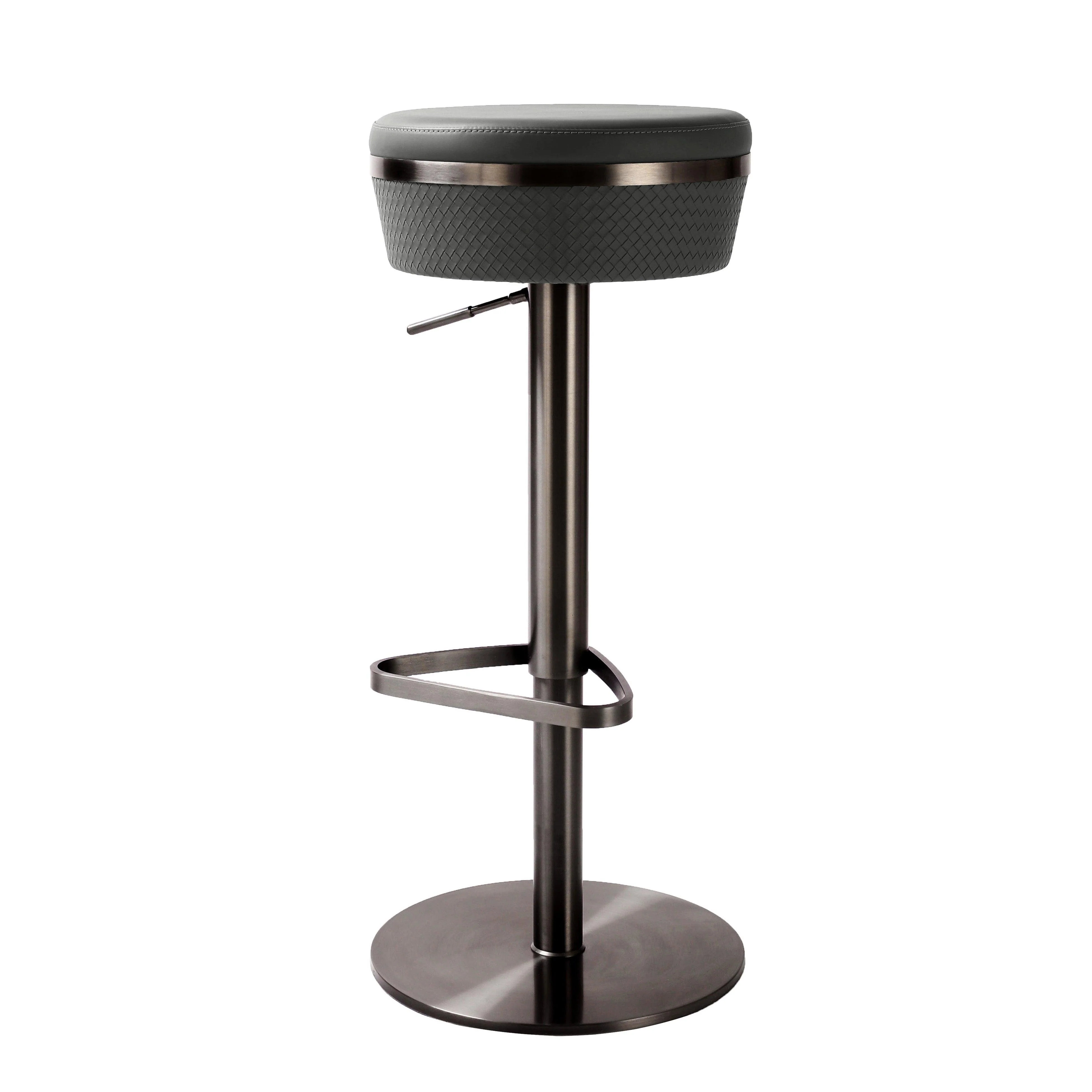 Astro Grey Woven Vegan Leather Adjustable Stool - Remutear