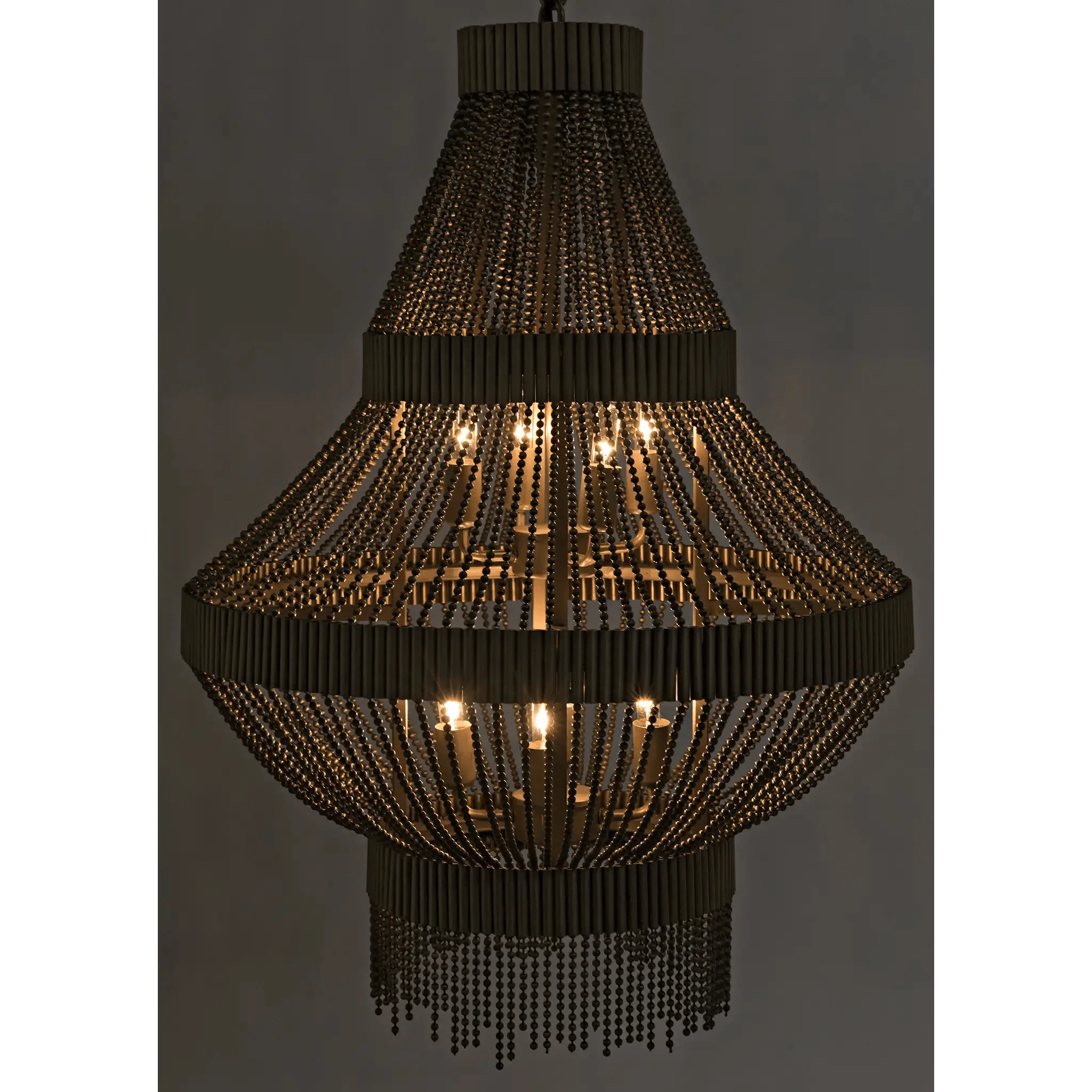 Domo Chandelier, Steel and Metal Beads with Brass Finish - Remutear