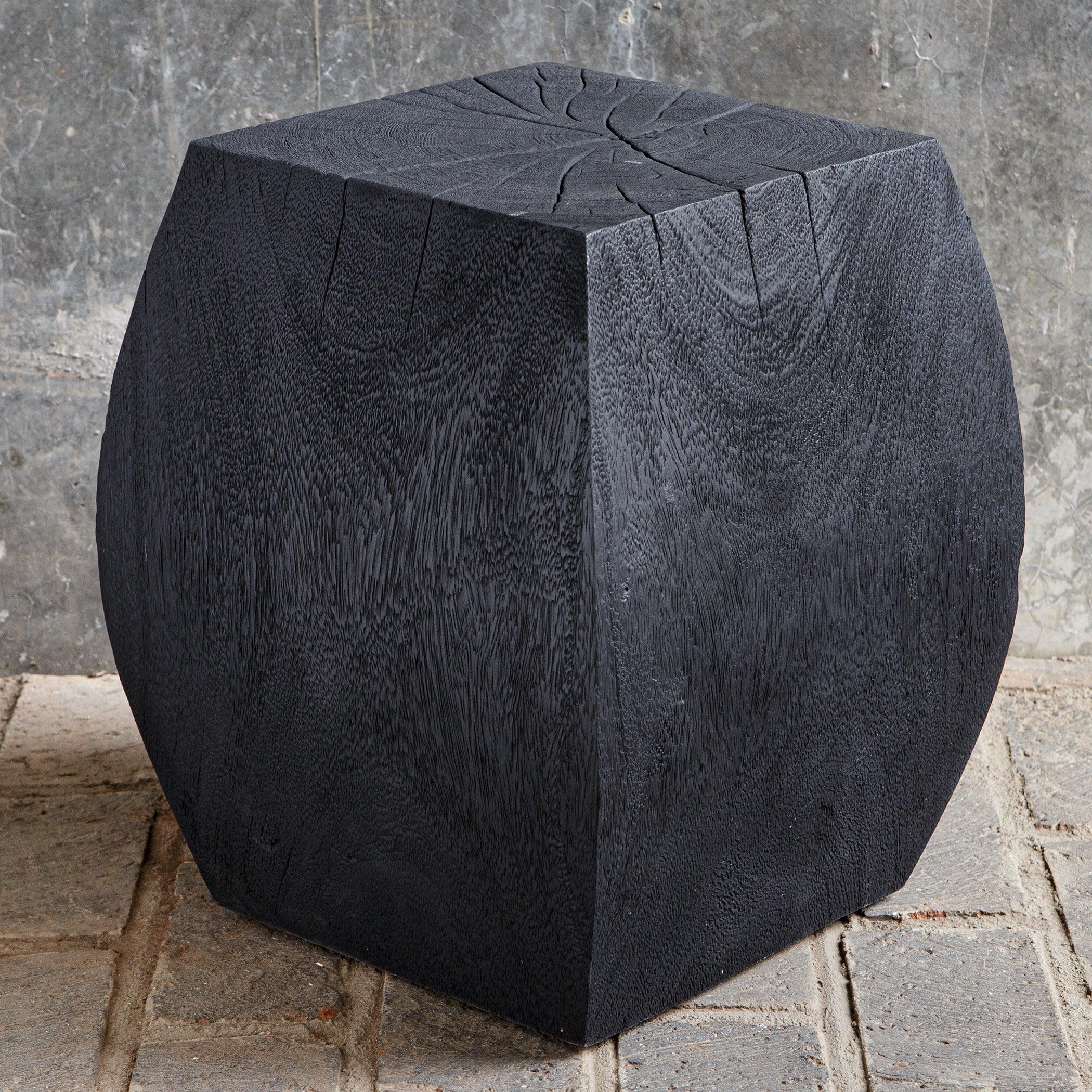 Grove Black Wooden Accent Stool - Remutear