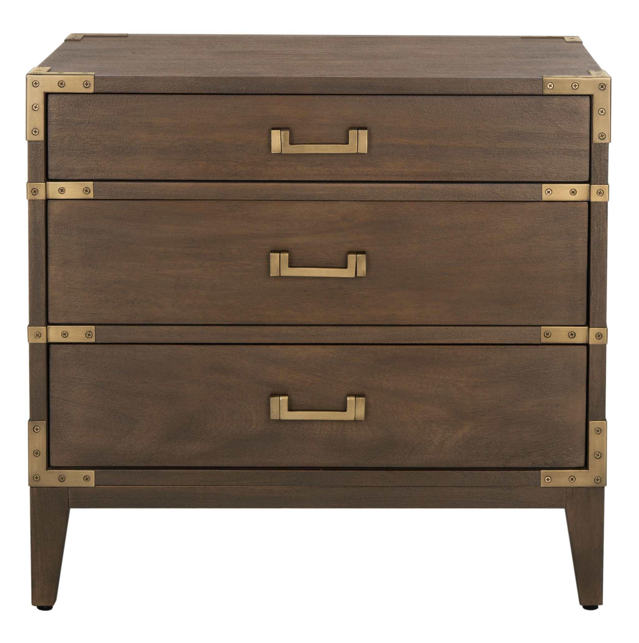 NISHA 3 DRAWER WOOD NIGHTSTAND - Remutear