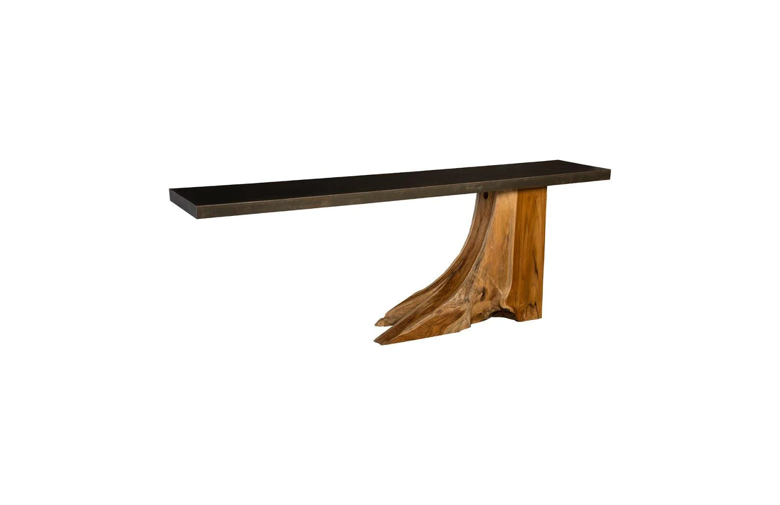 Teak Wood Console Table, Iron Sheet Top - Remutear