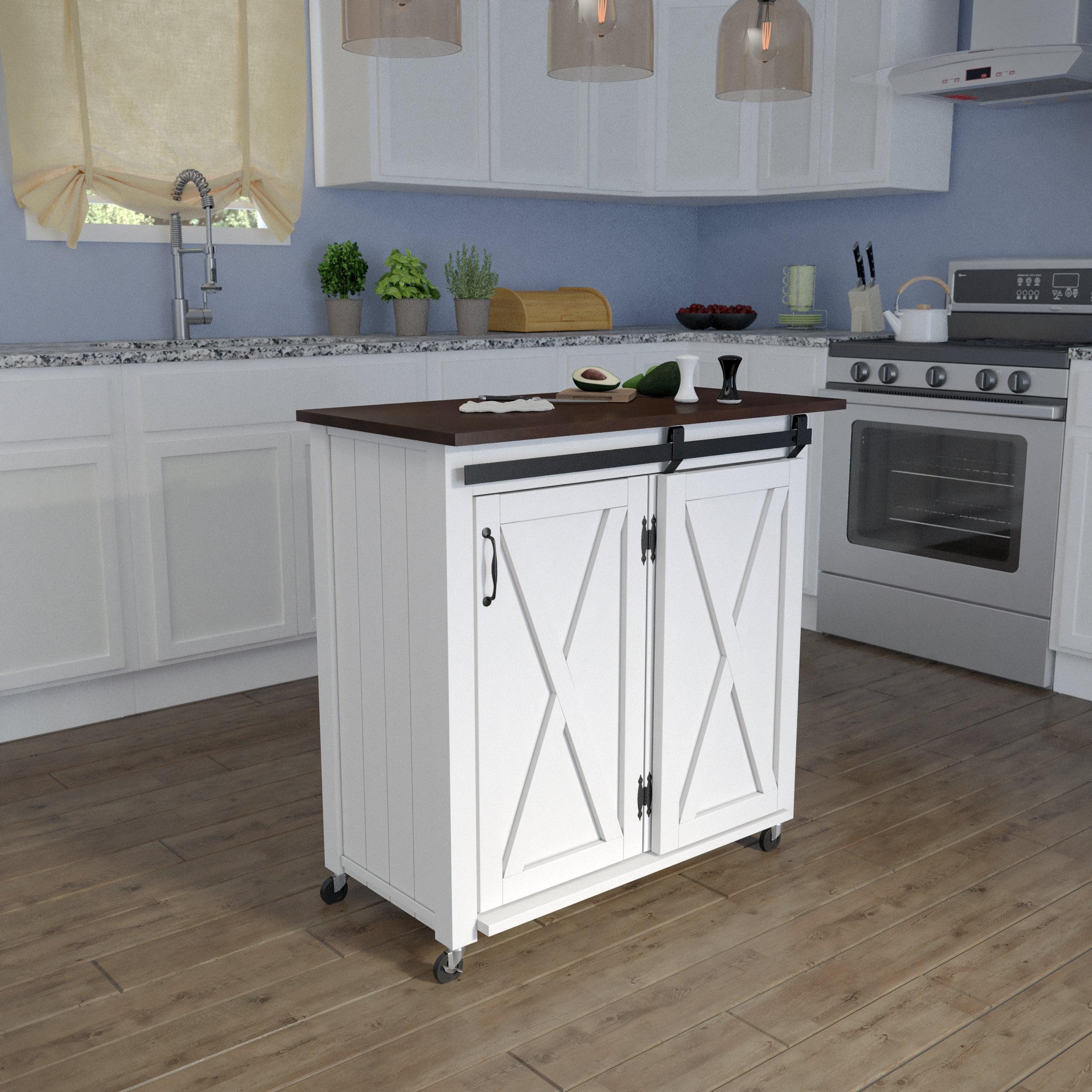 Leshire Barn-Door Kitchen Cart - Remutear