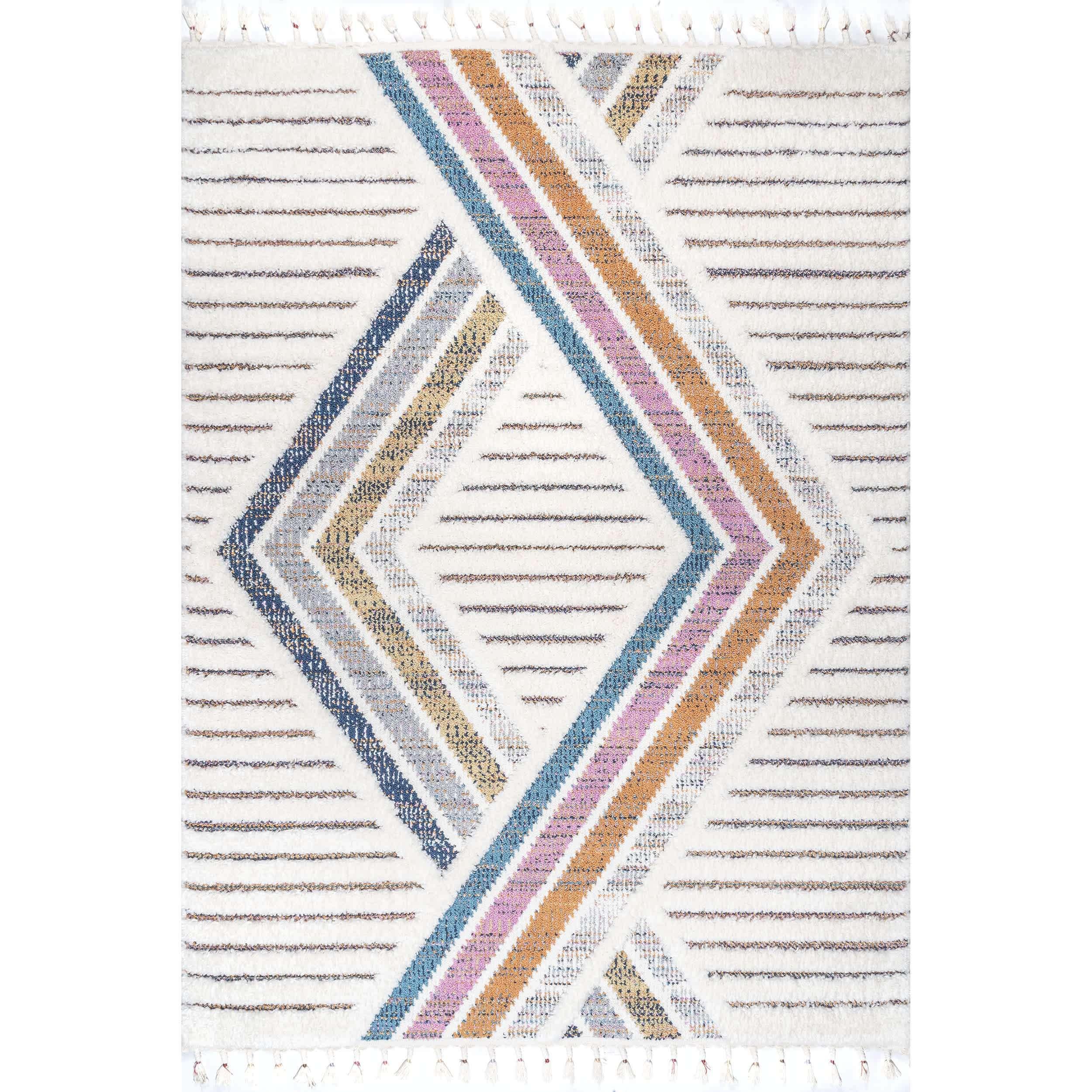 Angela High-Low Modern Diamond Tassel Area Rug - Remutear