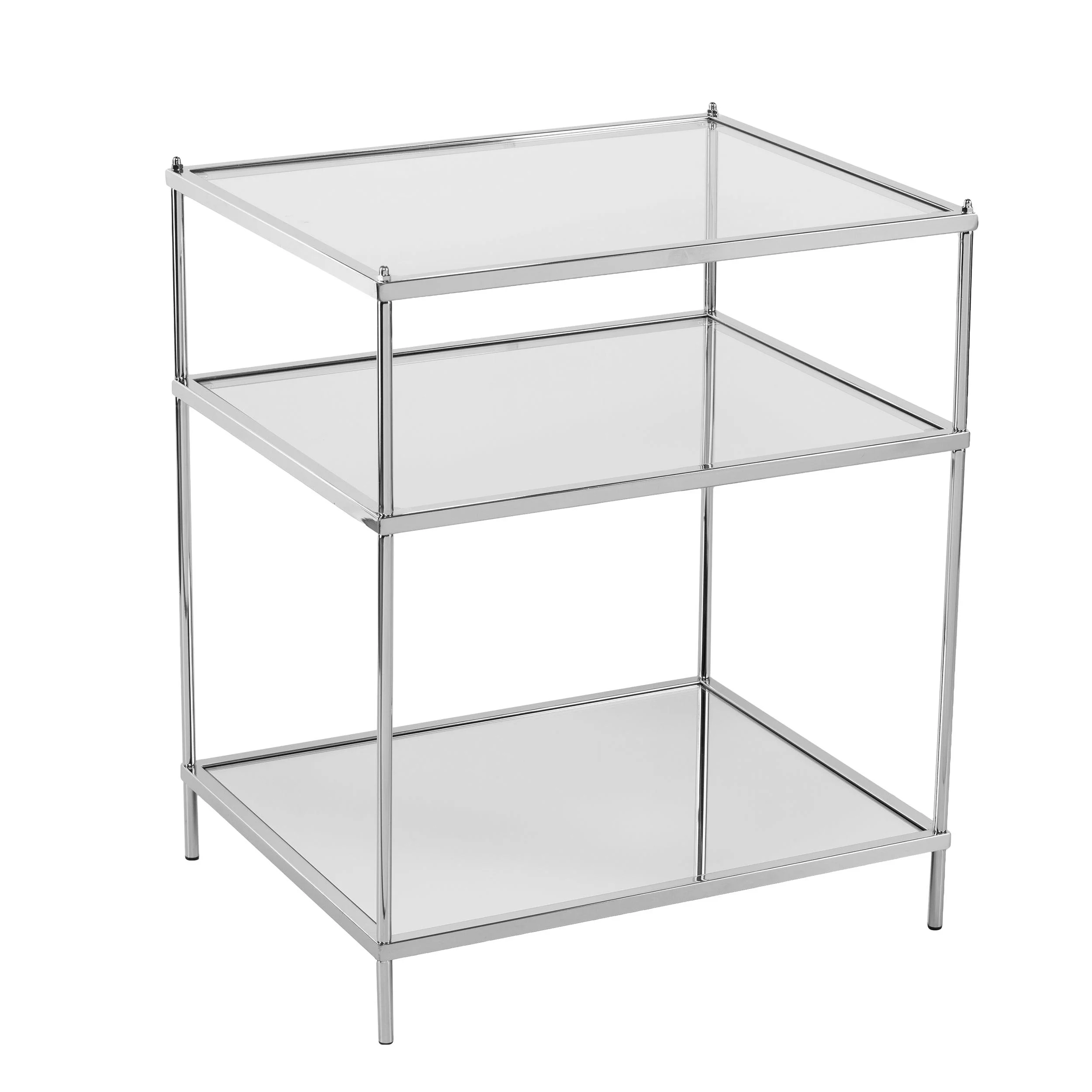 Knox Glam Mirrored Side Table - Chrome - Remutear