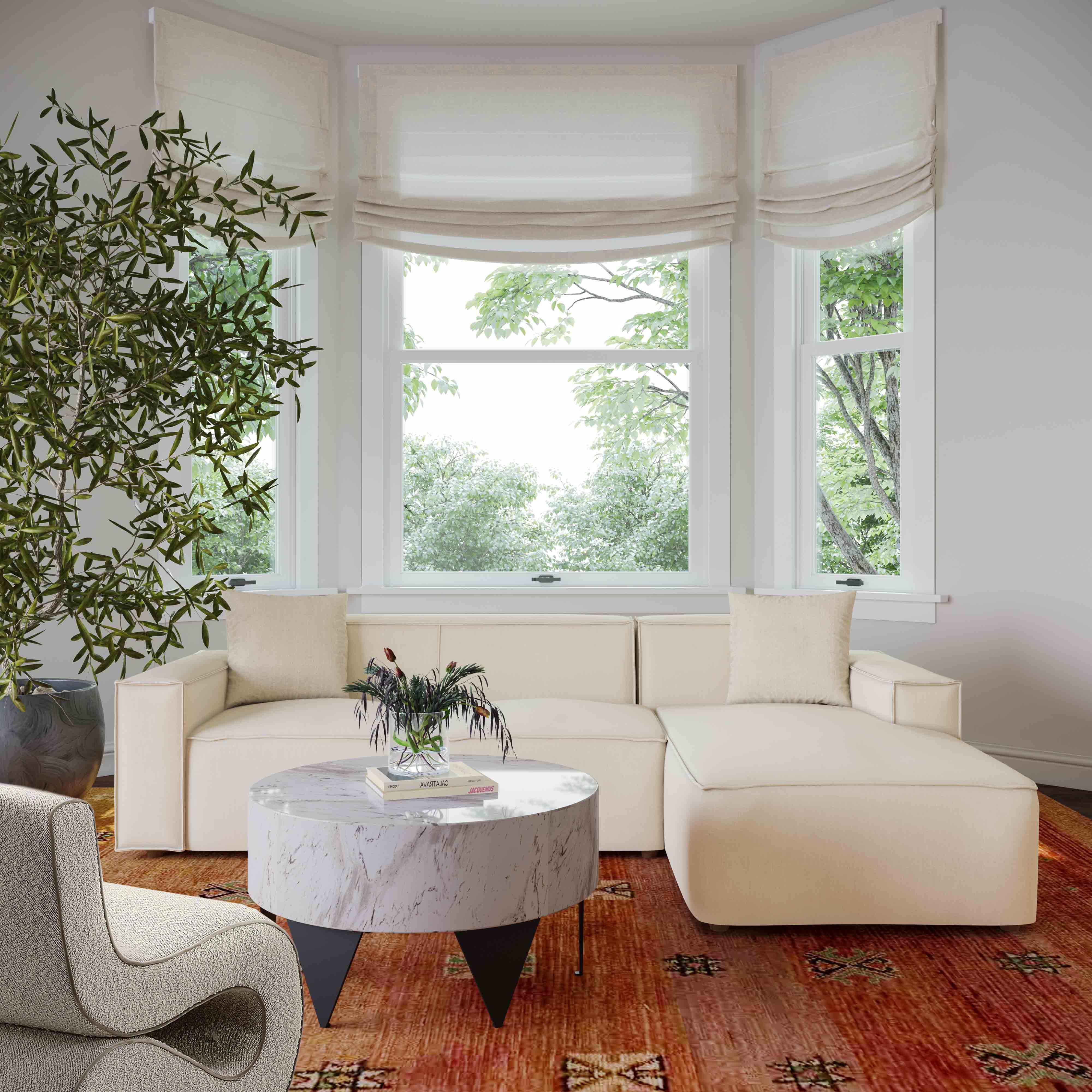 Olafur Cream Linen Sectional - RAF - Remutear
