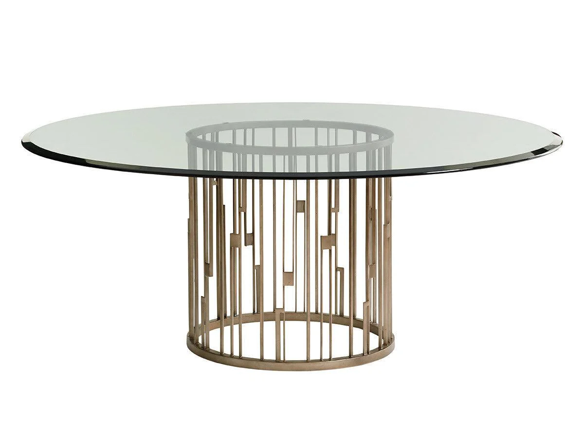 Shadow Play Rendezvous Round Metal Dining Table With 60 Inch Glass Top - Remutear