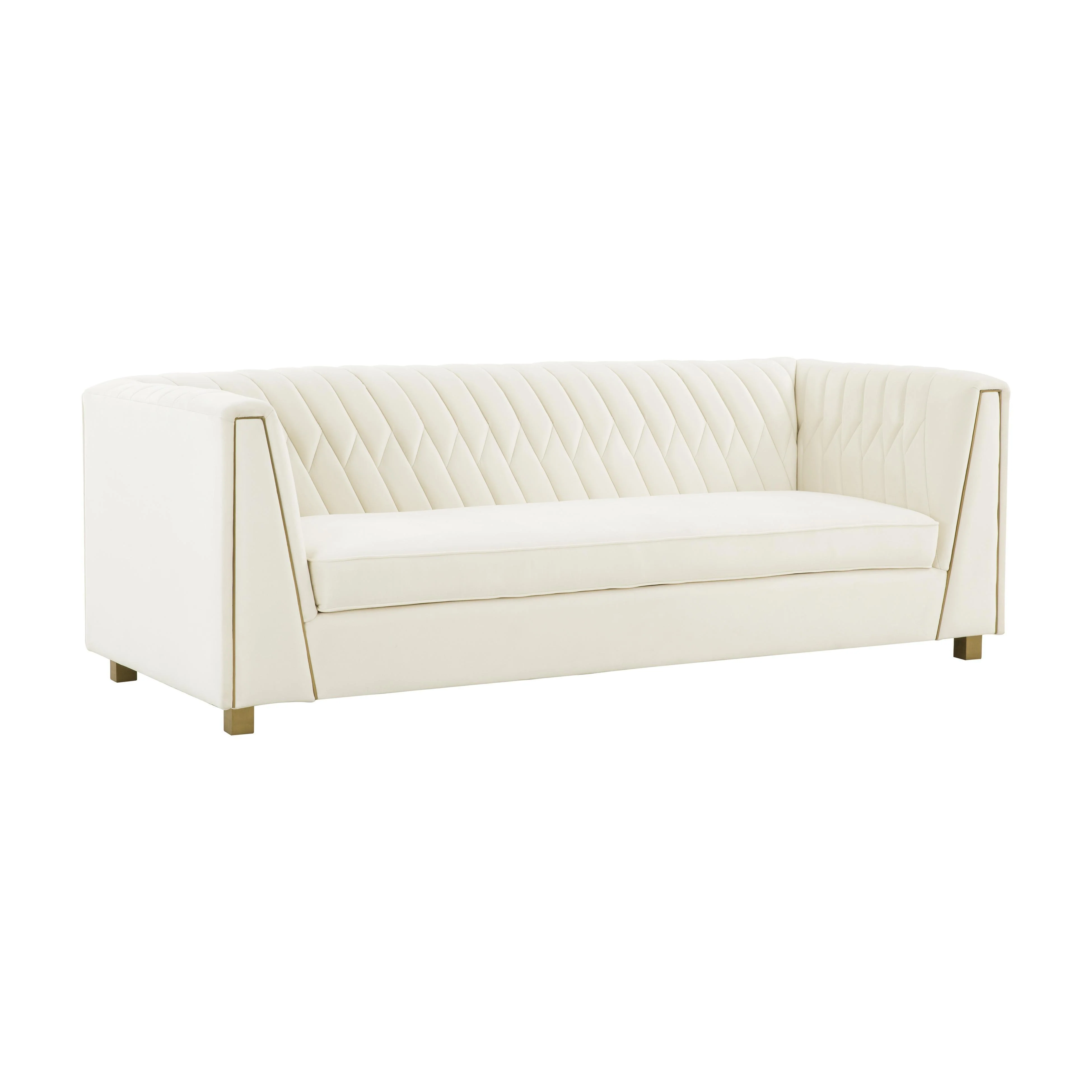 Wafa Cream Velvet Sofa - Remutear