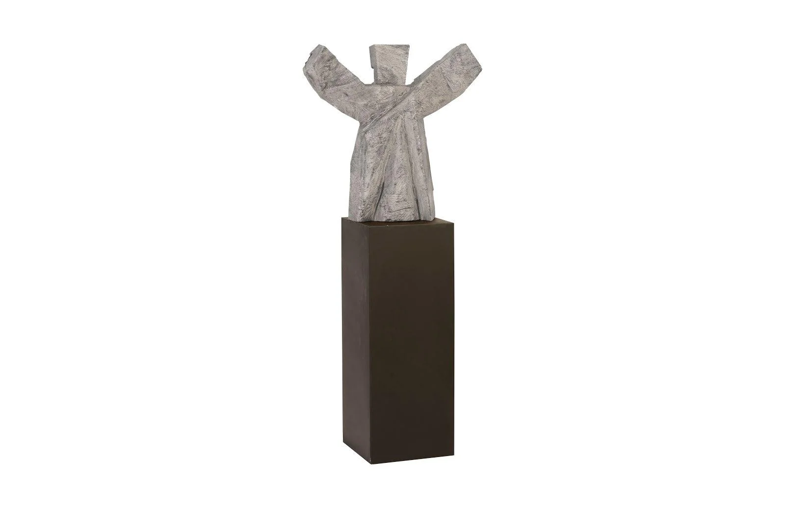 Tai Chi Winner Sculpture on Pedestal, Gray Stone/Black - Remutear