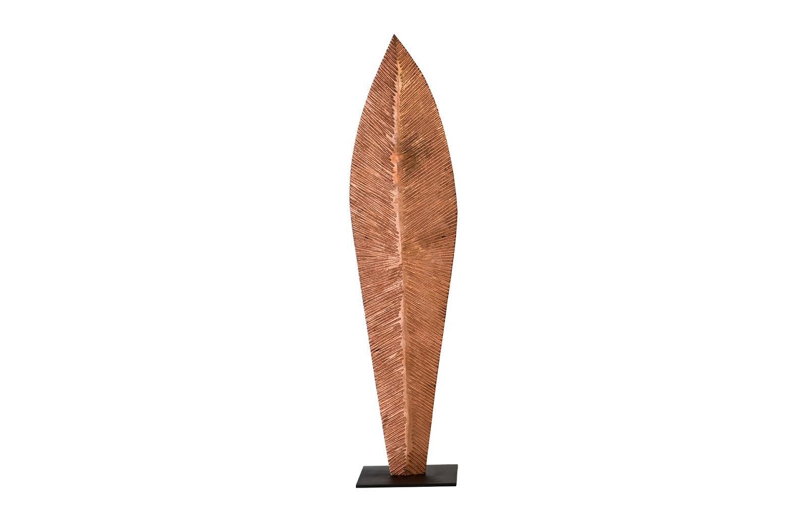 Carved Leaf on Stand, Copper Leaf, LG - Remutear