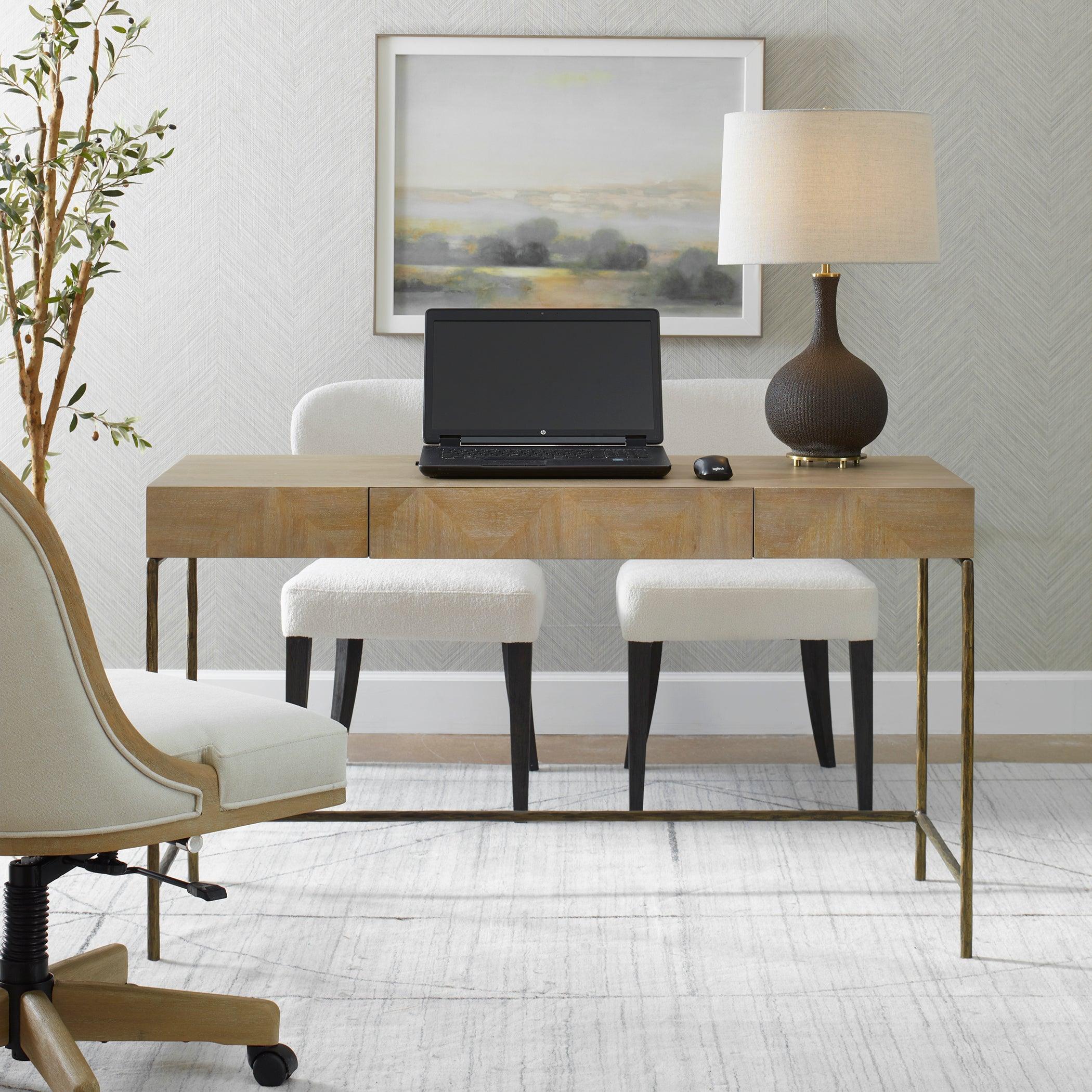 Aristotle Natuiral Wood Modern Desk - Remutear
