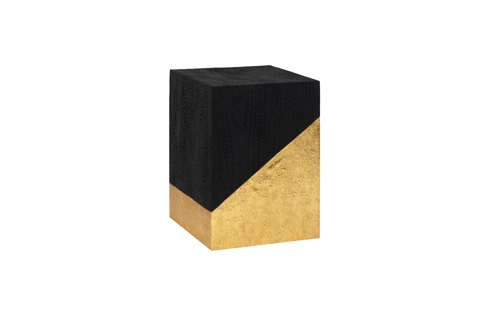 Scorched Side Table, Black and Gold Leaf - Remutear
