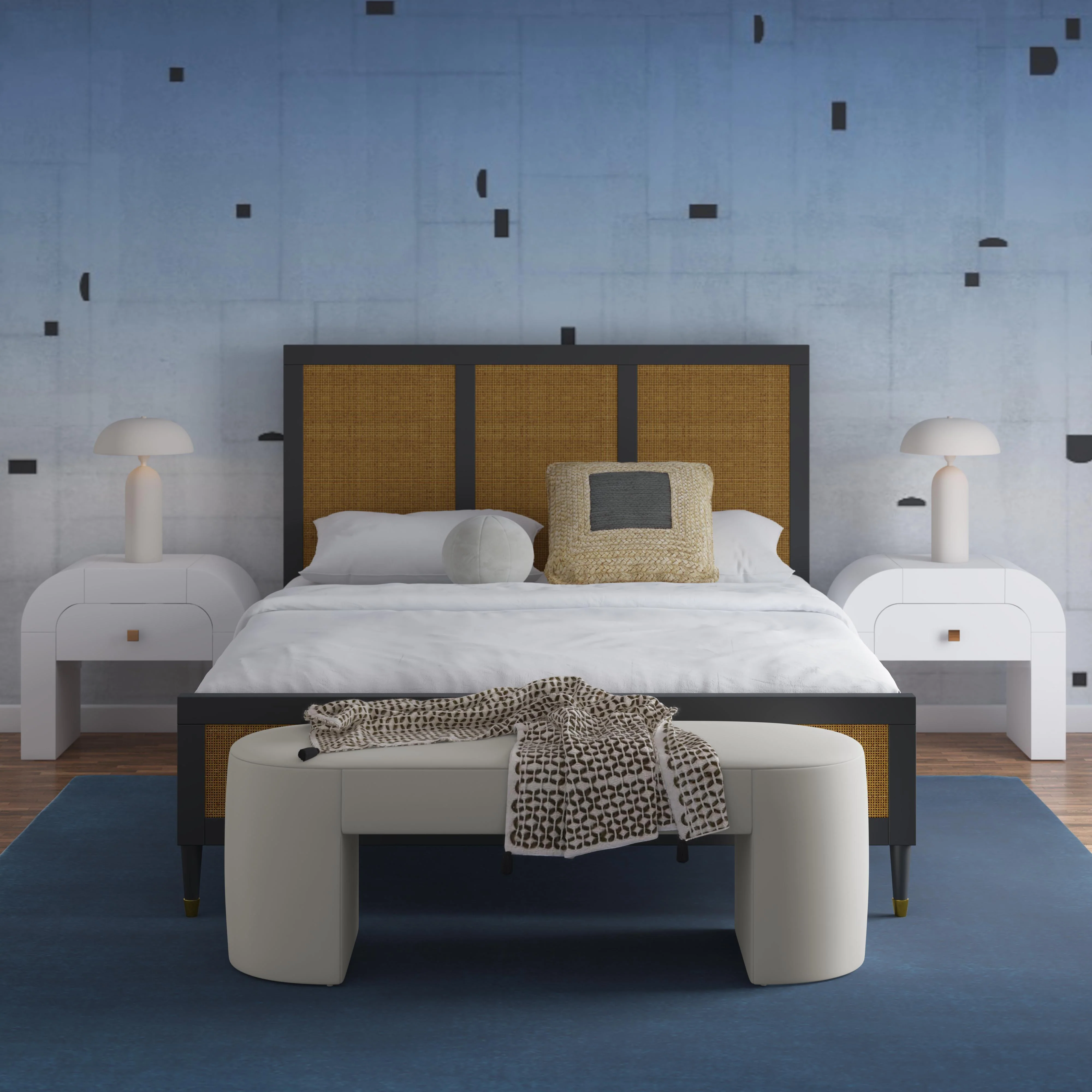 Elena Cream Velvet Bench - Remutear