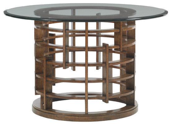 Island Fusion Meridien Round Dining Table With 60 Inch Glass Top - Remutear