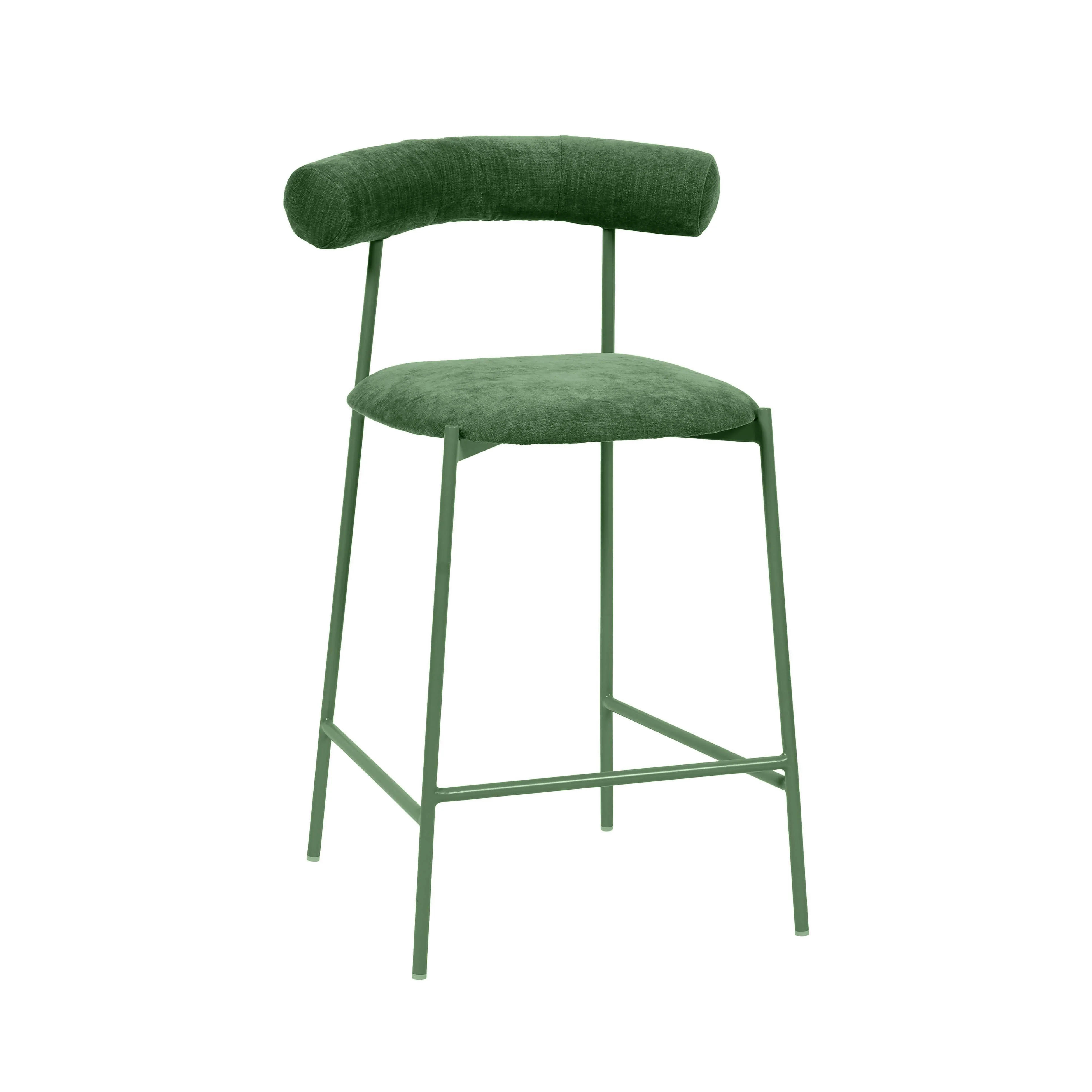Liliana Forest Green Velvet Counter Stool - Remutear