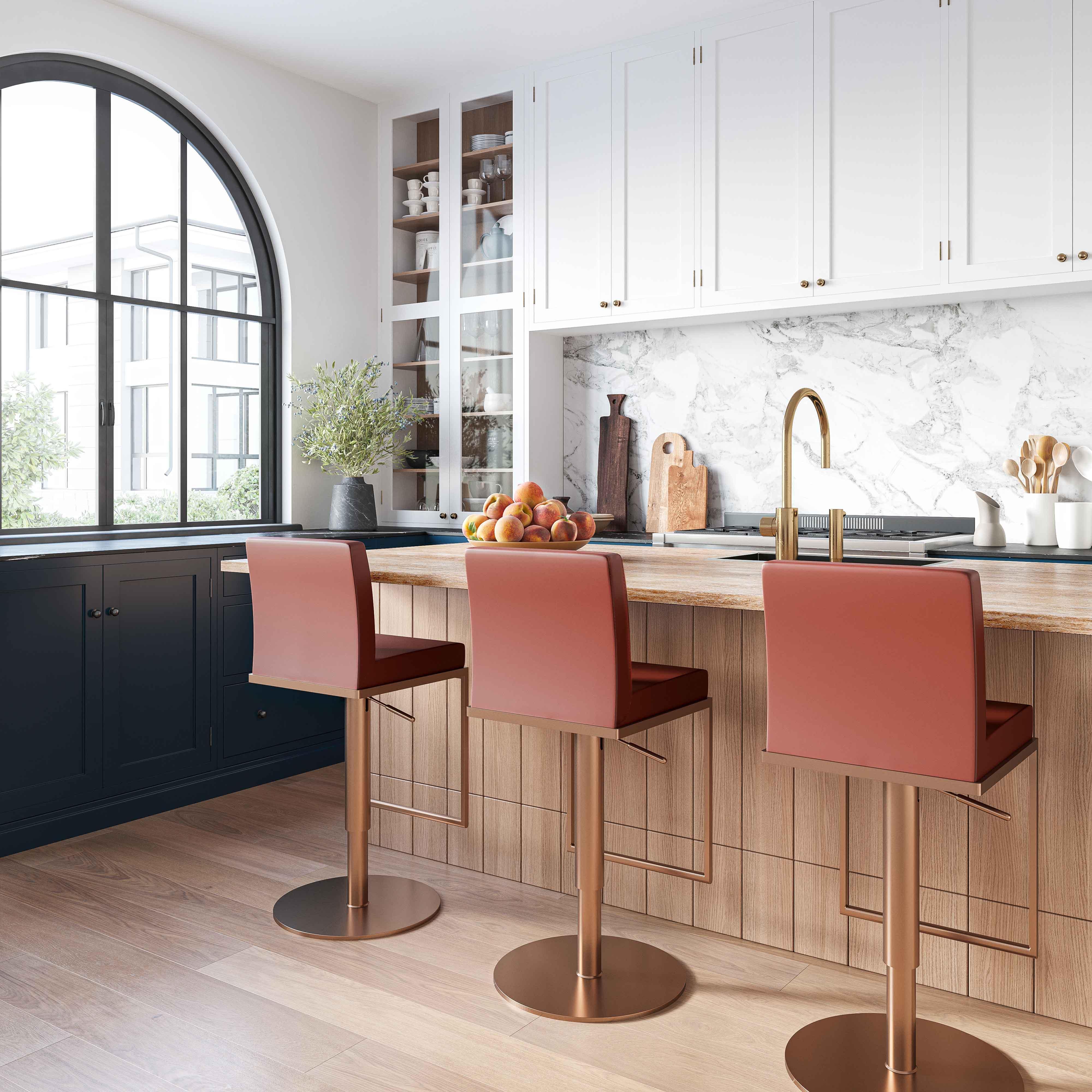 Sentinel Saddle Brown and Rose Gold Adjustable Stool - Remutear