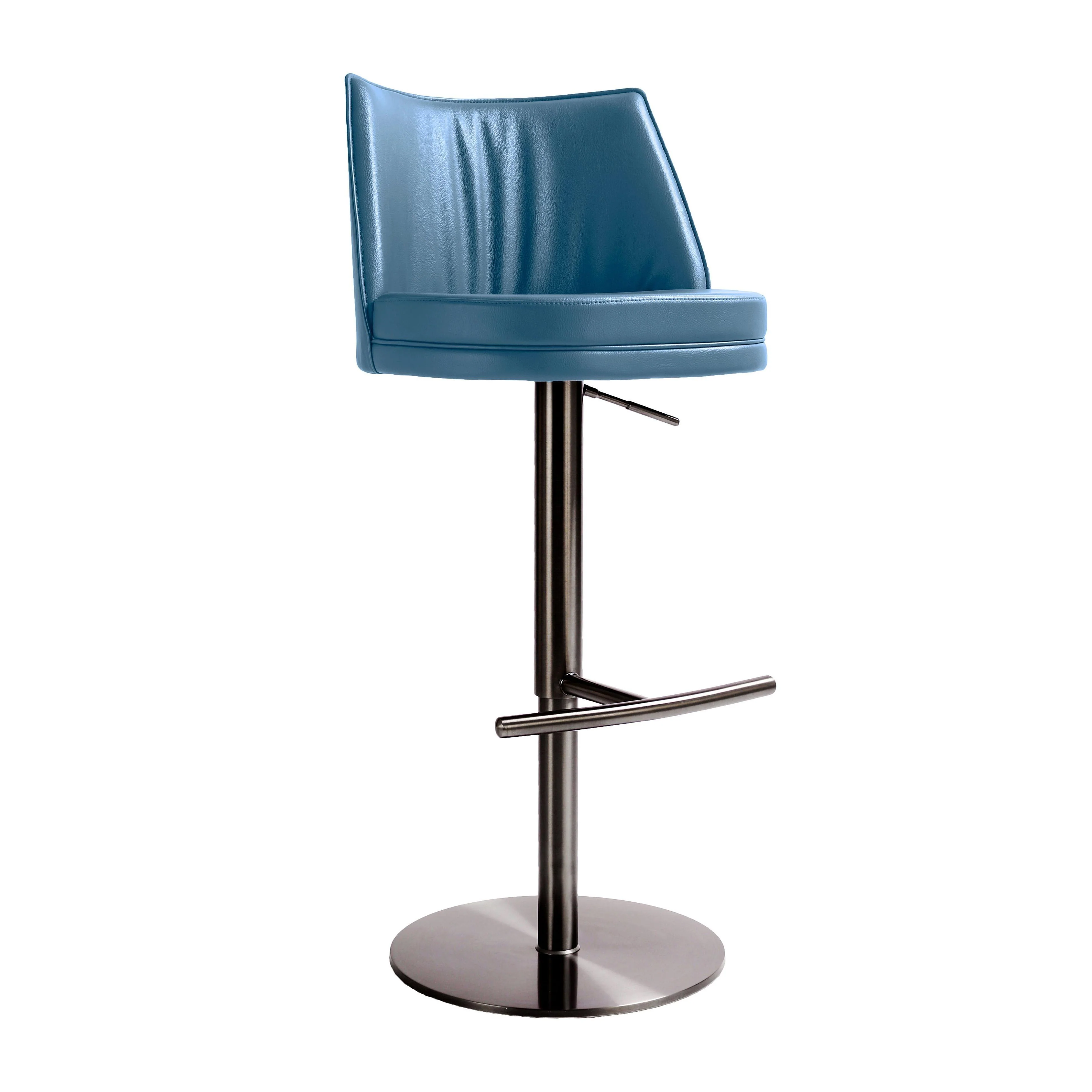 Gala Blue Vegan Leather on Adjustable Stool - Remutear