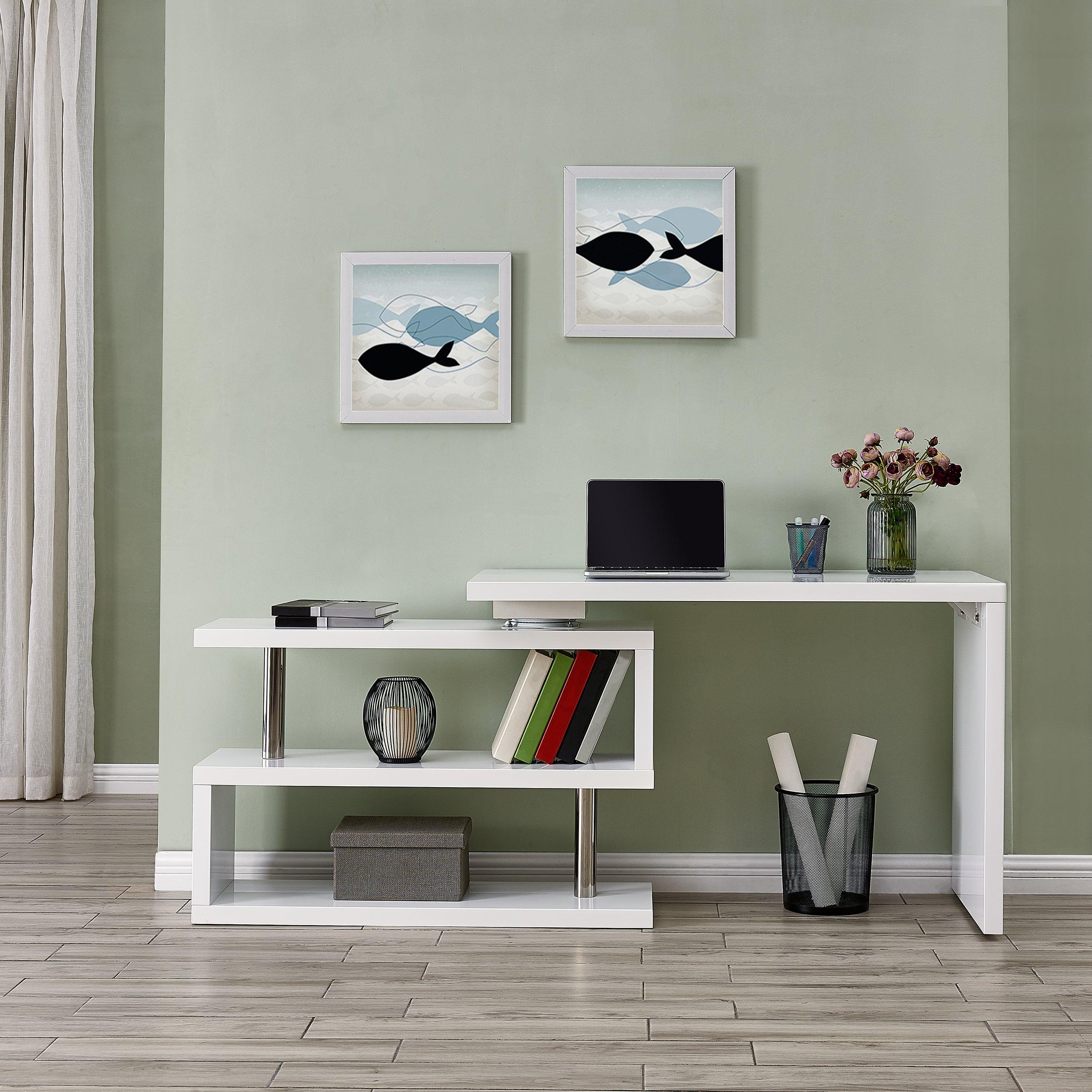 Yates Multifunctional Corner/L Desk w/ Shelves - Remutear