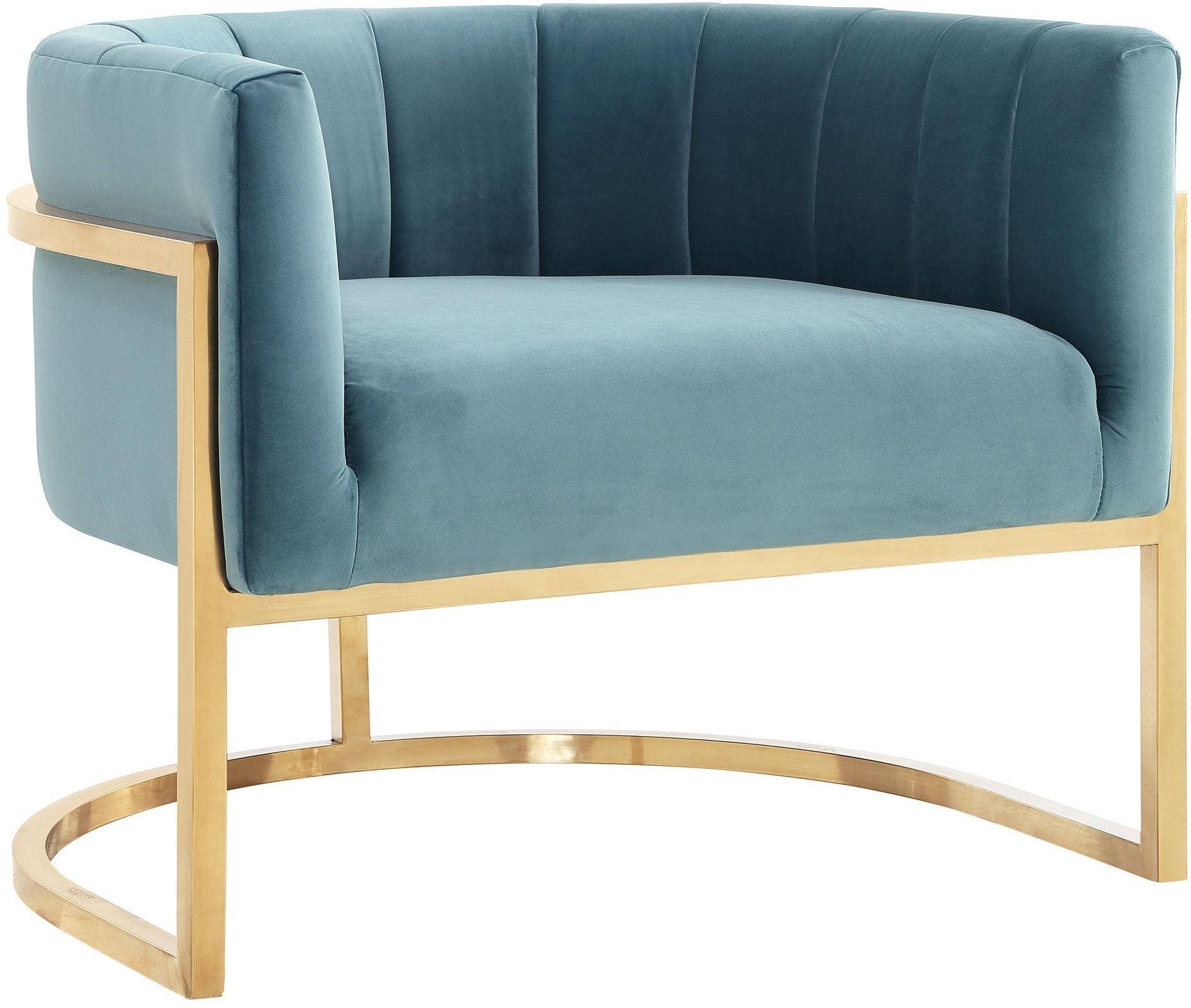 Magnolia Sea Blue Chair with Gold Base - Remutear