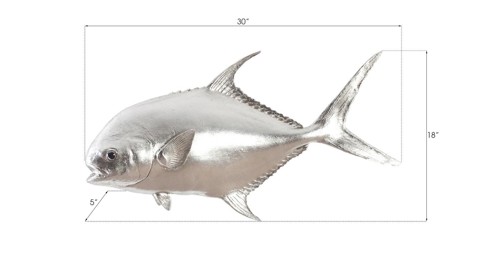 Permit Fish Wall Sculpture, Resin, Silver Leaf - Remutear