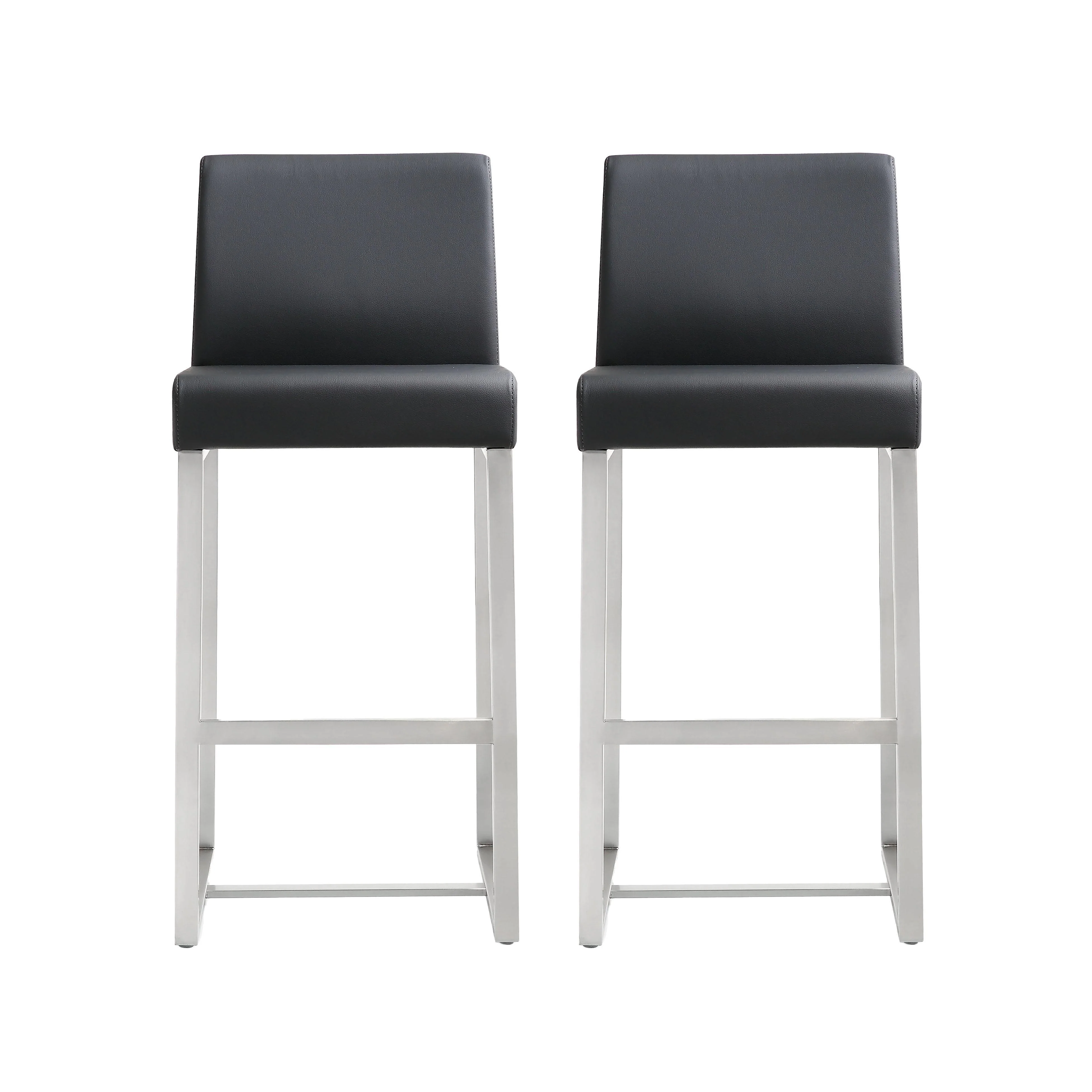 Denmark Black Stainless Steel Counter Stool (Set of 2) - Remutear