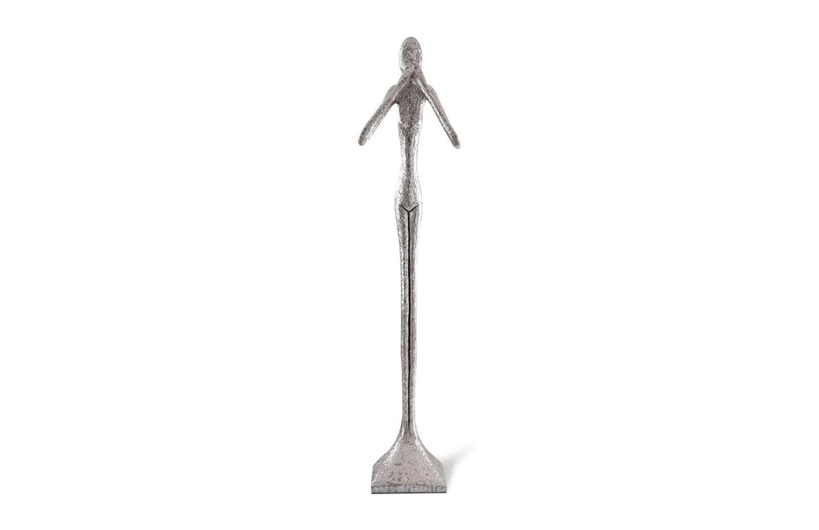 Speak No Evil Slender Sculpture, Large, Resin, Silver Leaf - Remutear