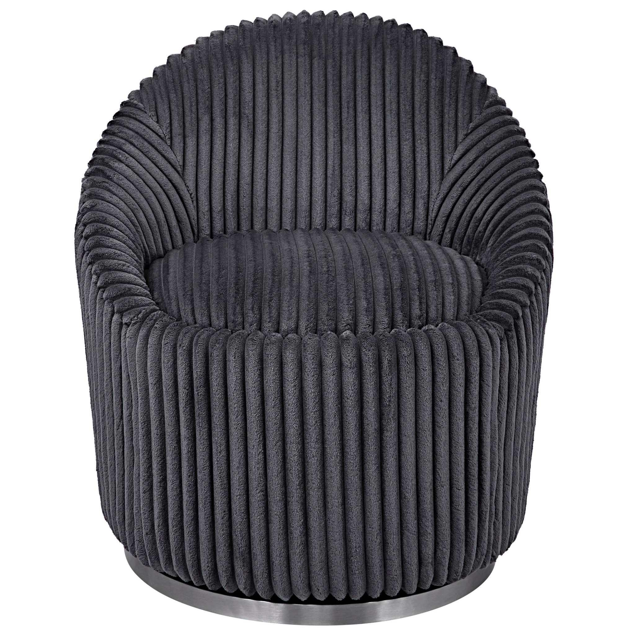 Crue Gray Fabric Swivel Chair - Remutear