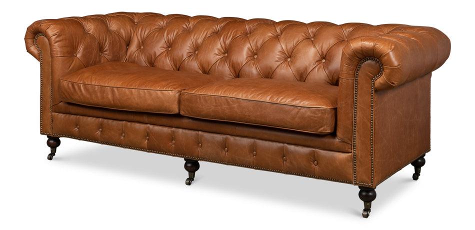 Tufted English Club Sofa - Vienna Brown - Remutear