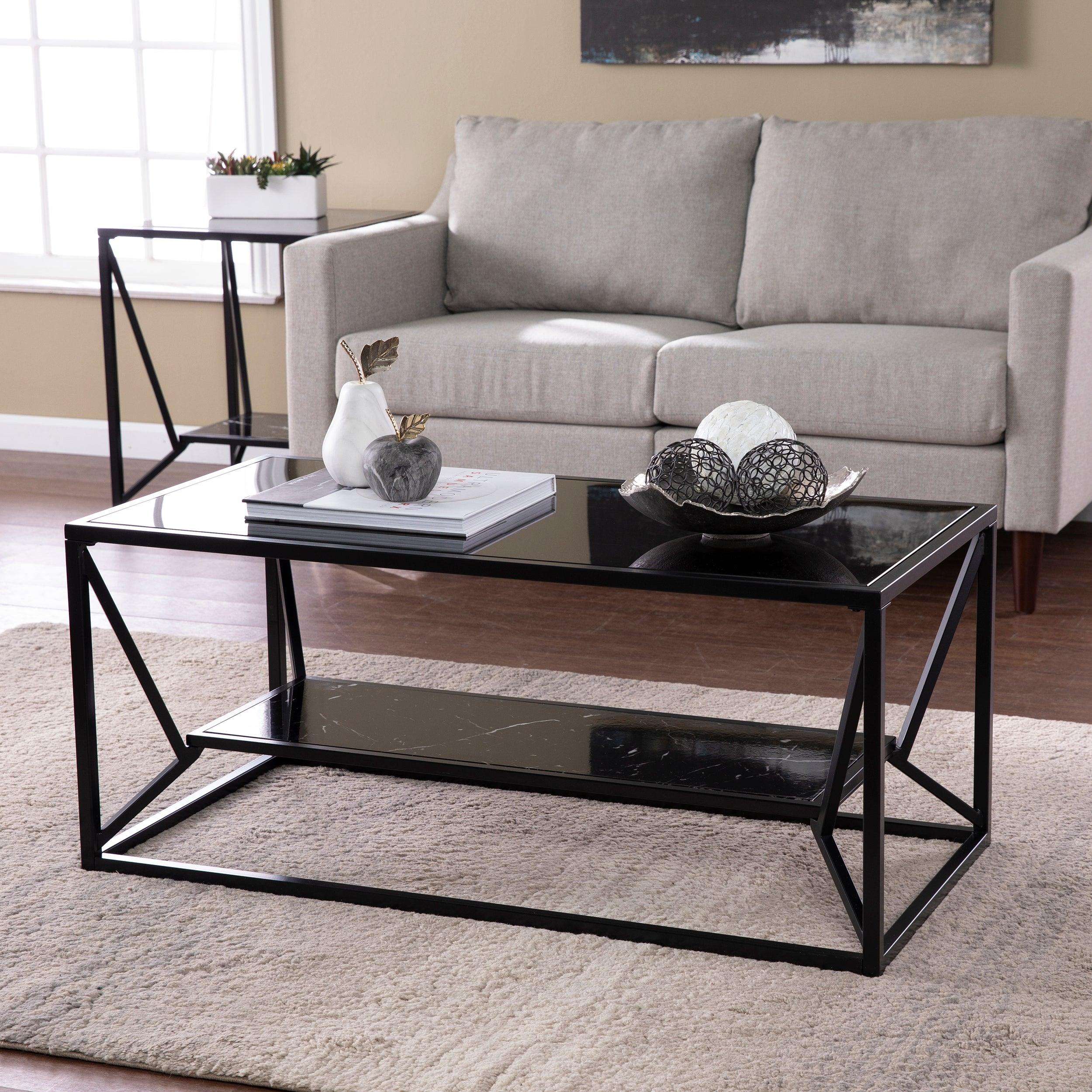 Argall Glass-Top Cocktail Table w/ Storage - Remutear