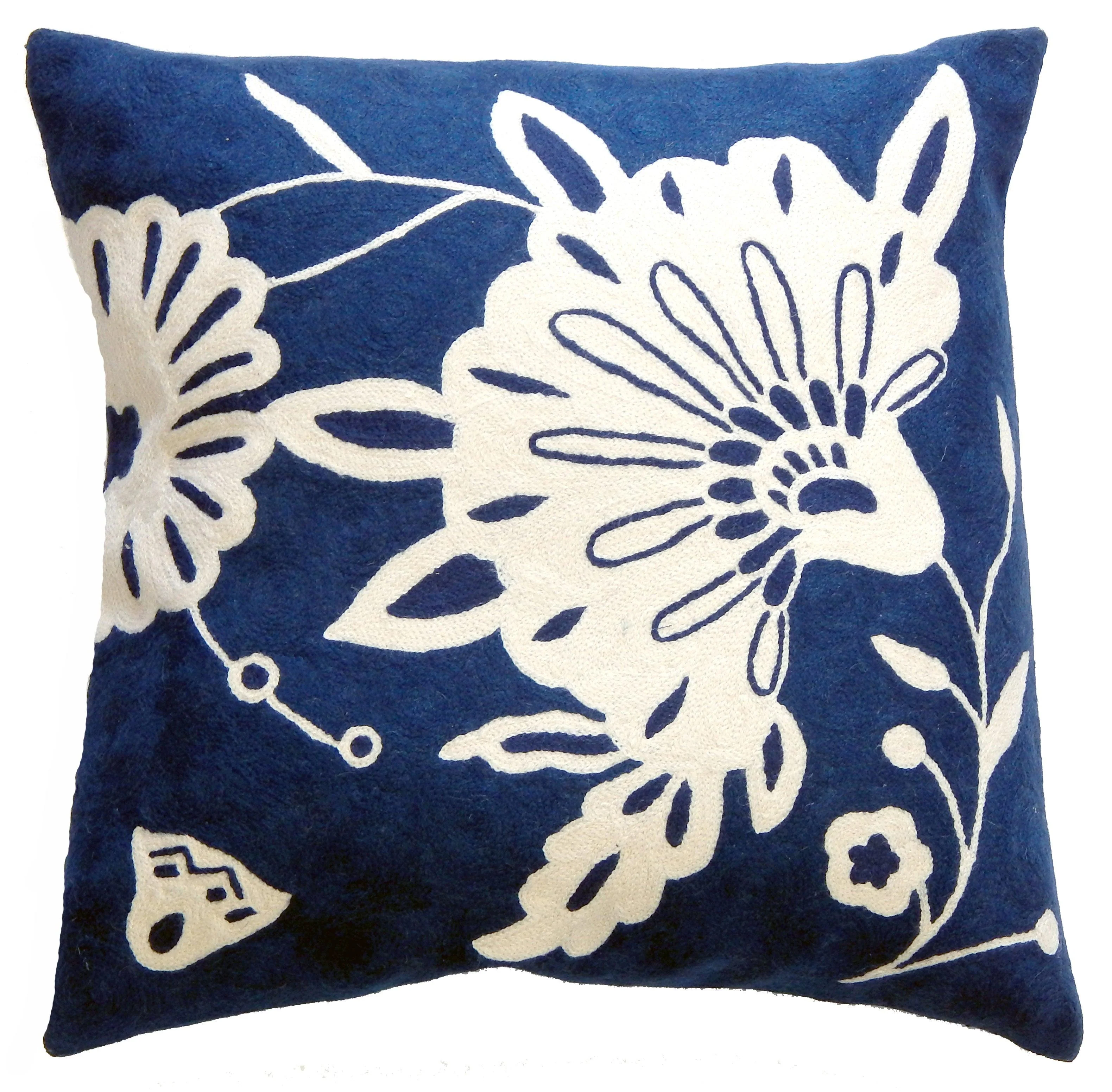 Floral Crewel Cotton Square Cushion - Remutear